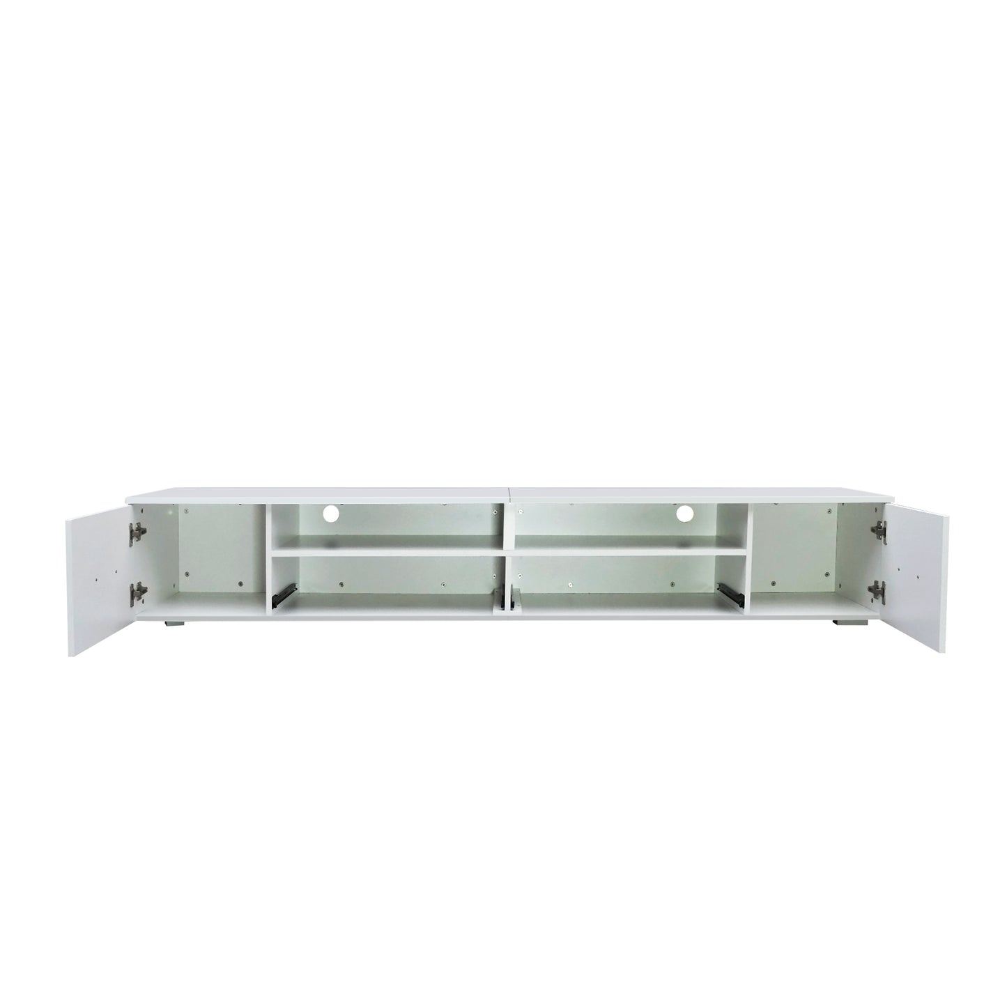 White TV Console with Large Drawers and LED Lights, 90 Inch TV Stand for Living Room