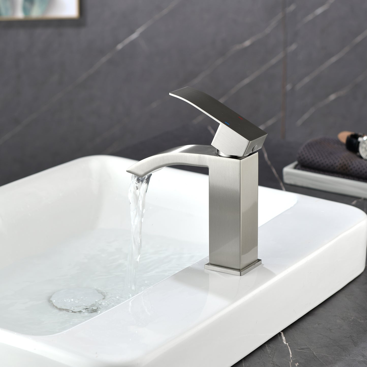 Modern Brushed Nickel Brass Bathroom Faucet