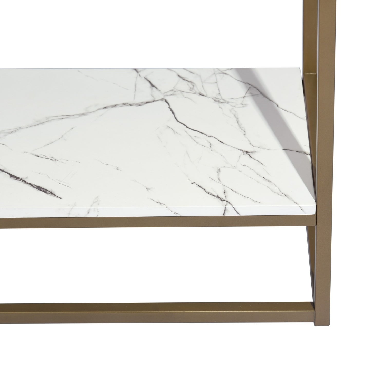 59.8 White Marble and Gold Frame TV Stand with Storage