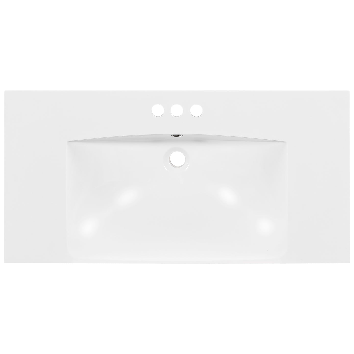 36" Single Bathroom Basin Sink, Vanity Top Only, 3-Faucet Holes, Resin