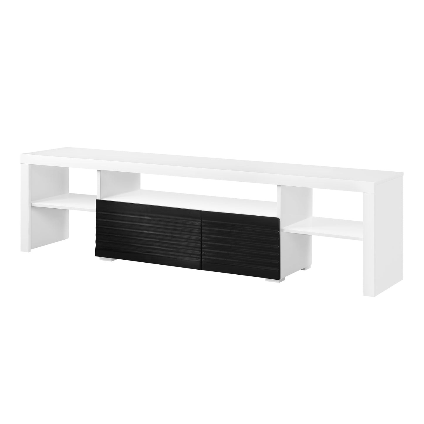 Buck II TV Stand in White & Black High Gloss with Solid Wood Construction LV00998