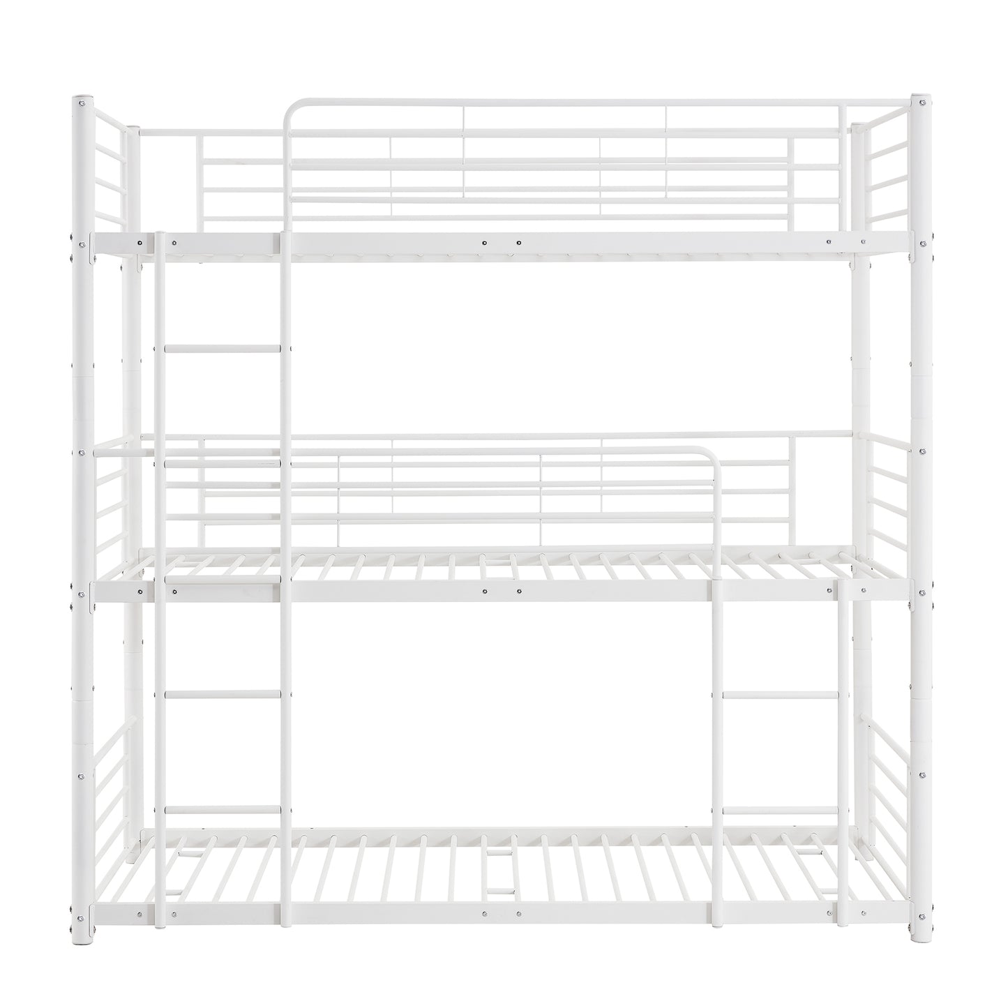 Twin-Twin-Twin Triple Bed with Built-in Ladder, Divided into Three Separate Beds,White(OLD SKU:LP000197AAK)