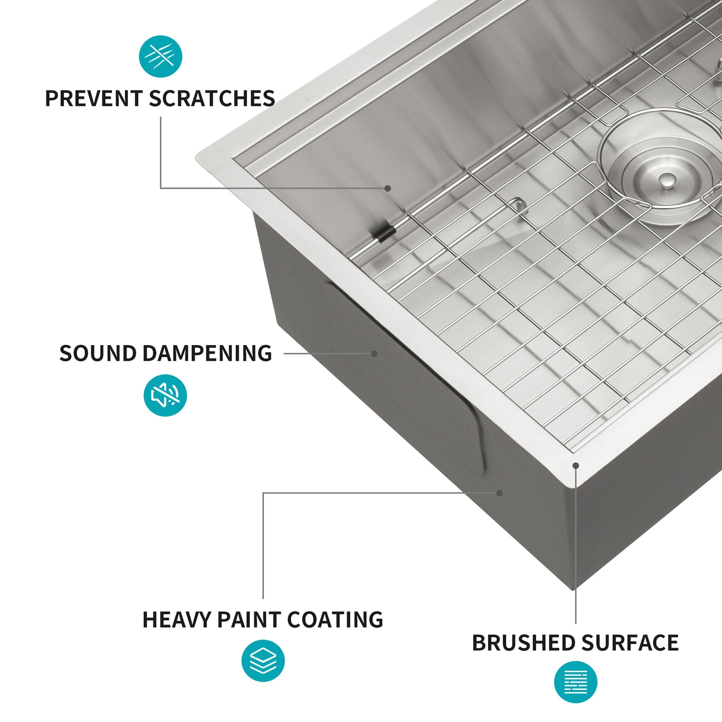 33-Inch Stainless Steel Undermount Kitchen Sink with Built-In Workspace