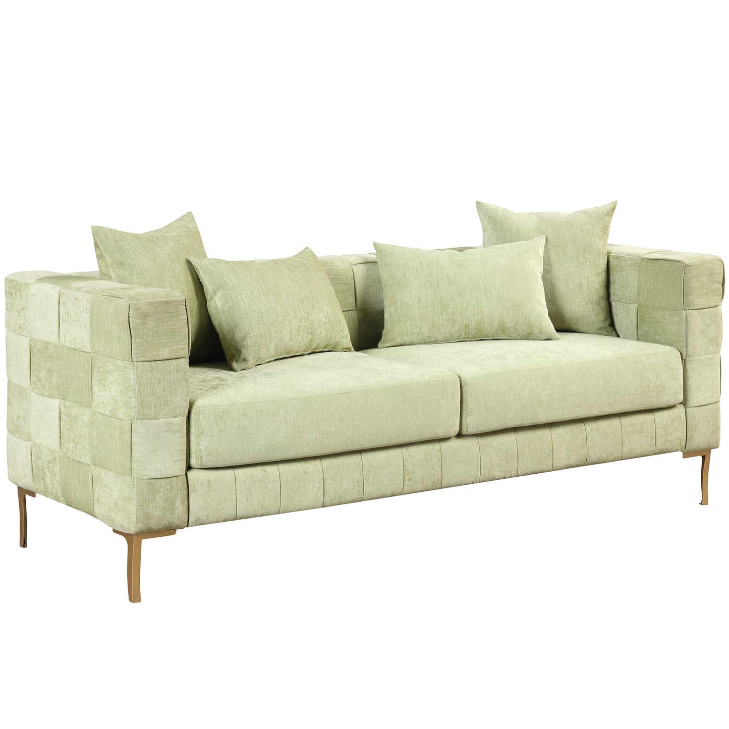 Sleek 80.5 Modern Upholstered Sofa with Golden Metal Legs