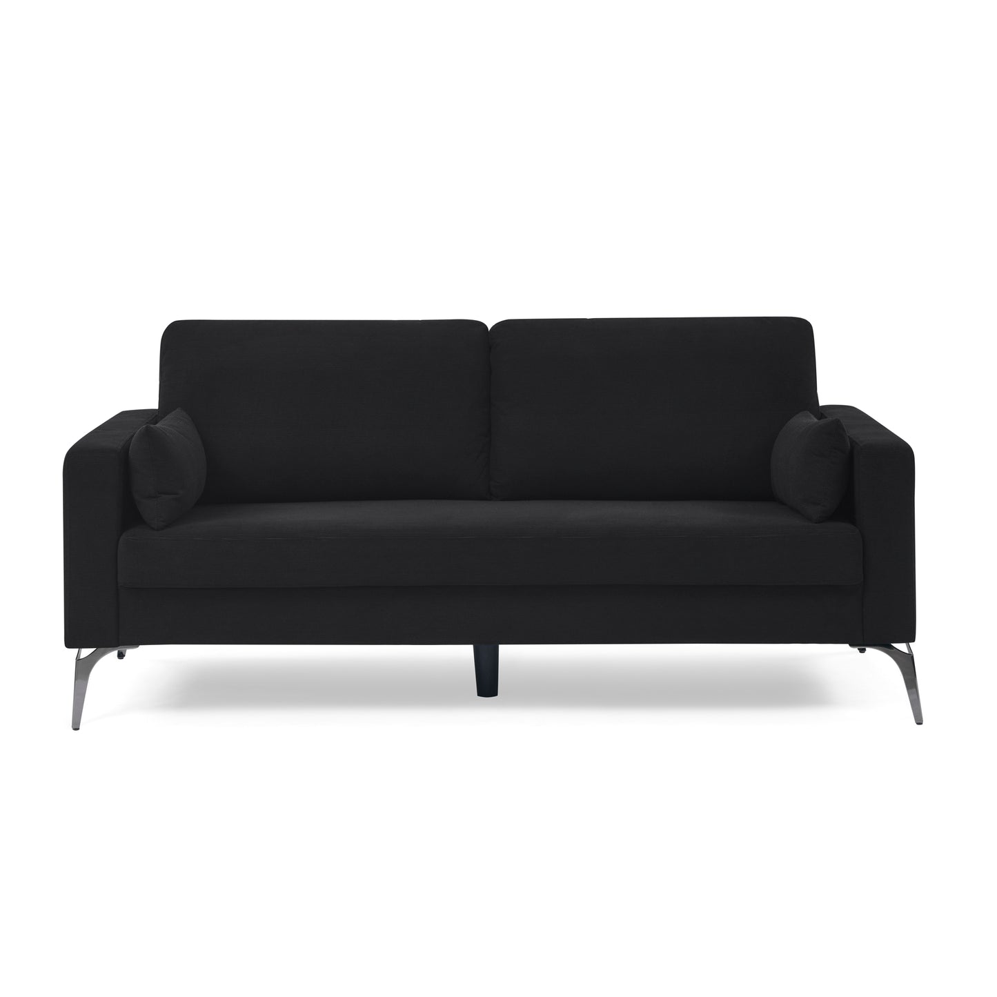 Corduroy Black 3-Seater Sofa with Sleek Arms and Minimalist Design