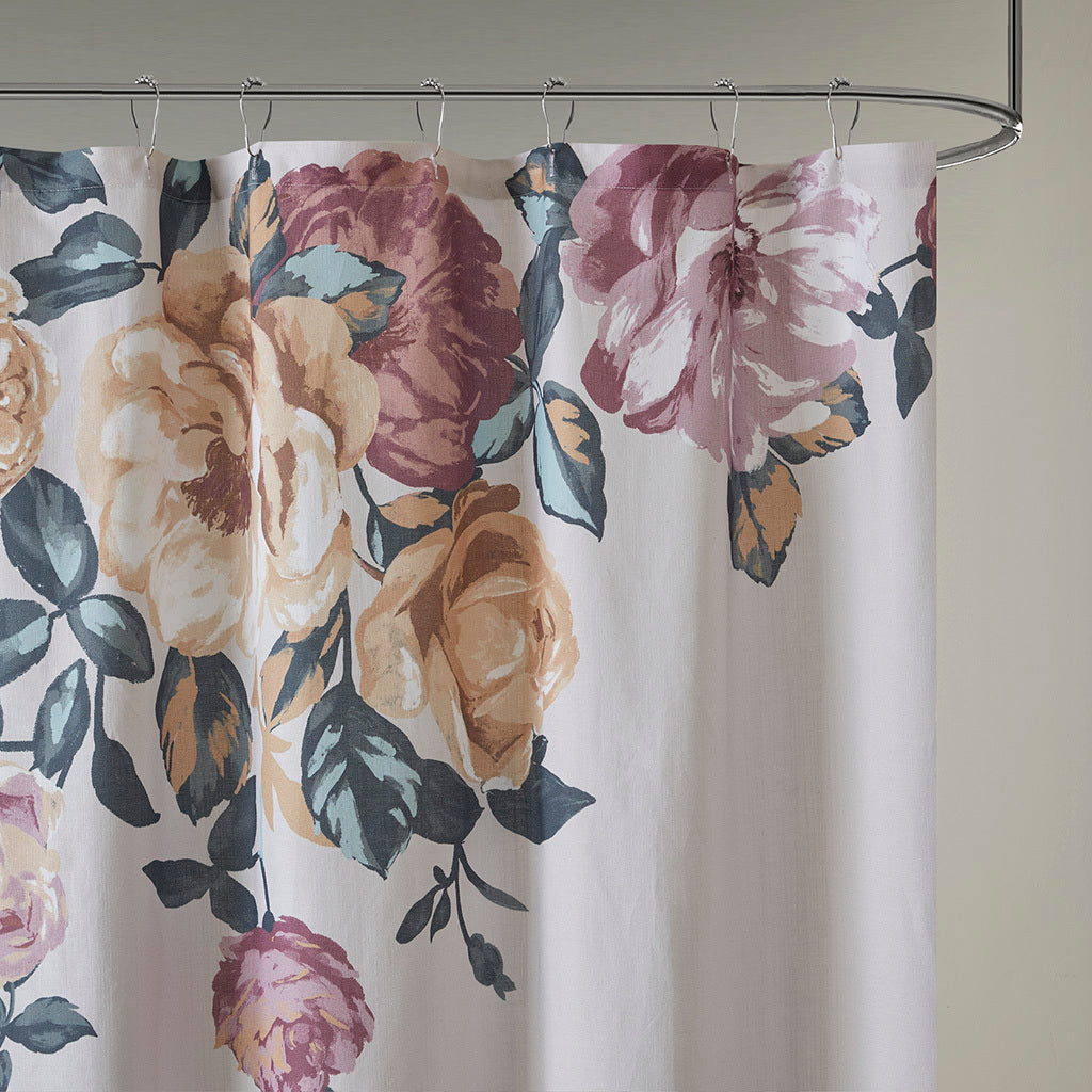 Madison Park Charisma Cotton Floral Bathroom Shower Curtain