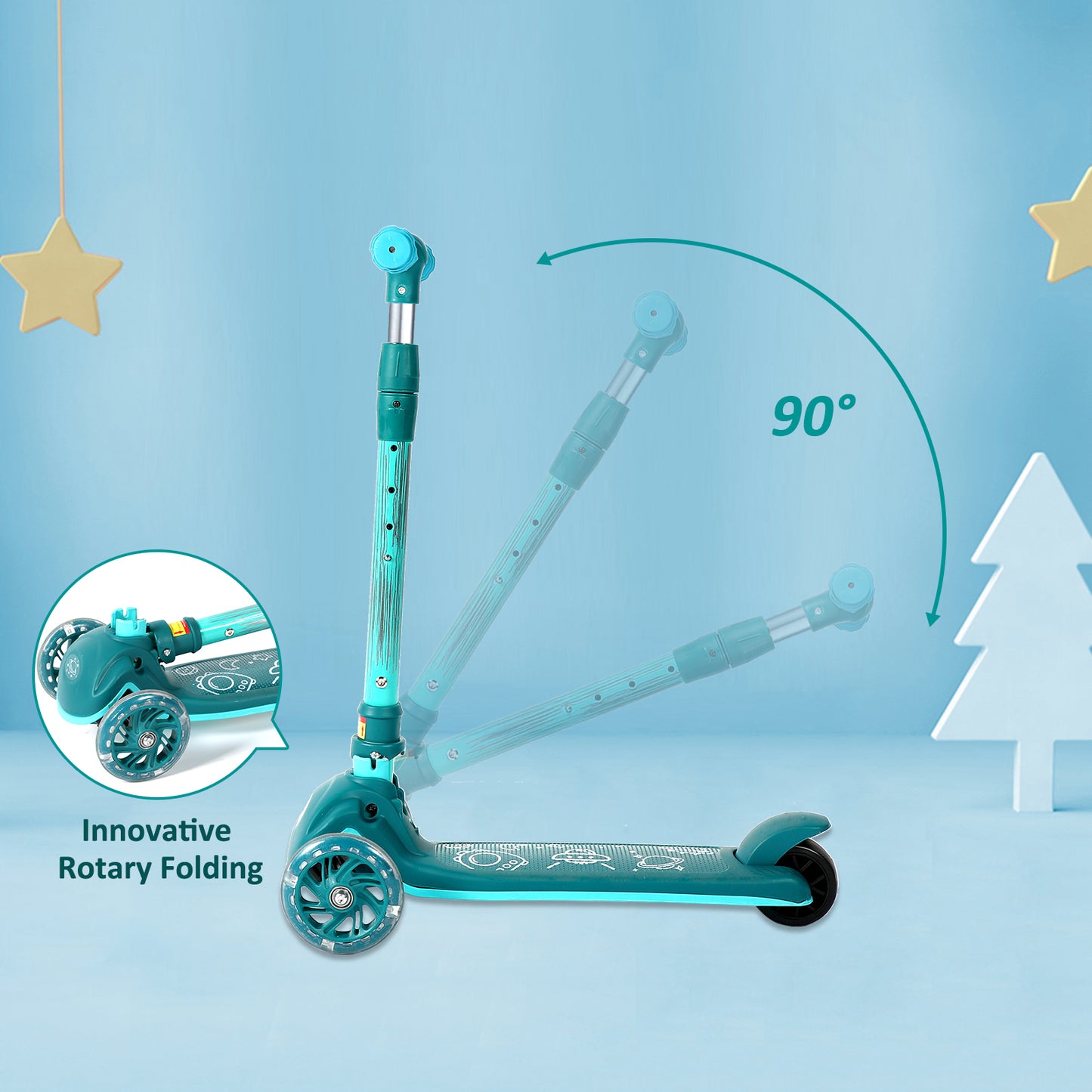 Child's Kick Scooter with Adjustable Handlebar and Safety Brake, for Ages 3-10