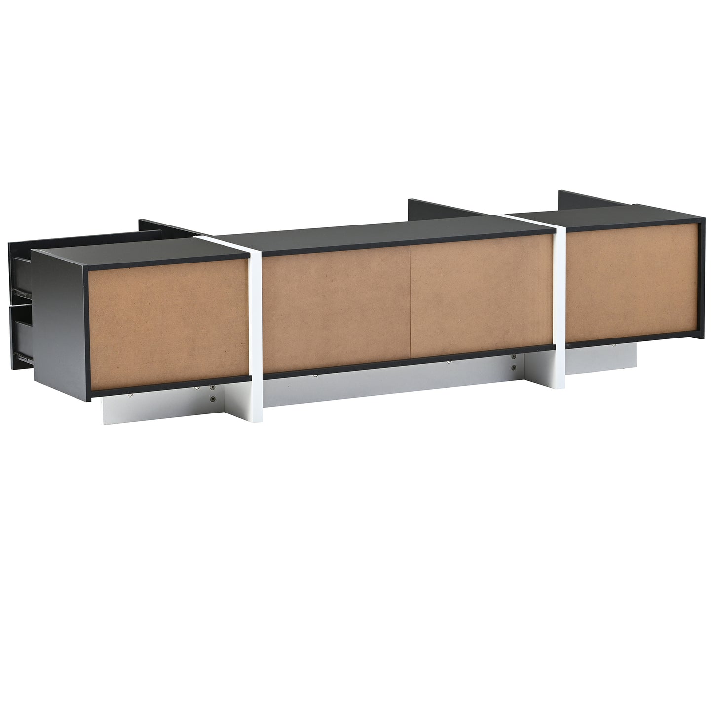 Contemporary High Gloss Black and White TV Stand with Ample Storage for TVs Up To 80