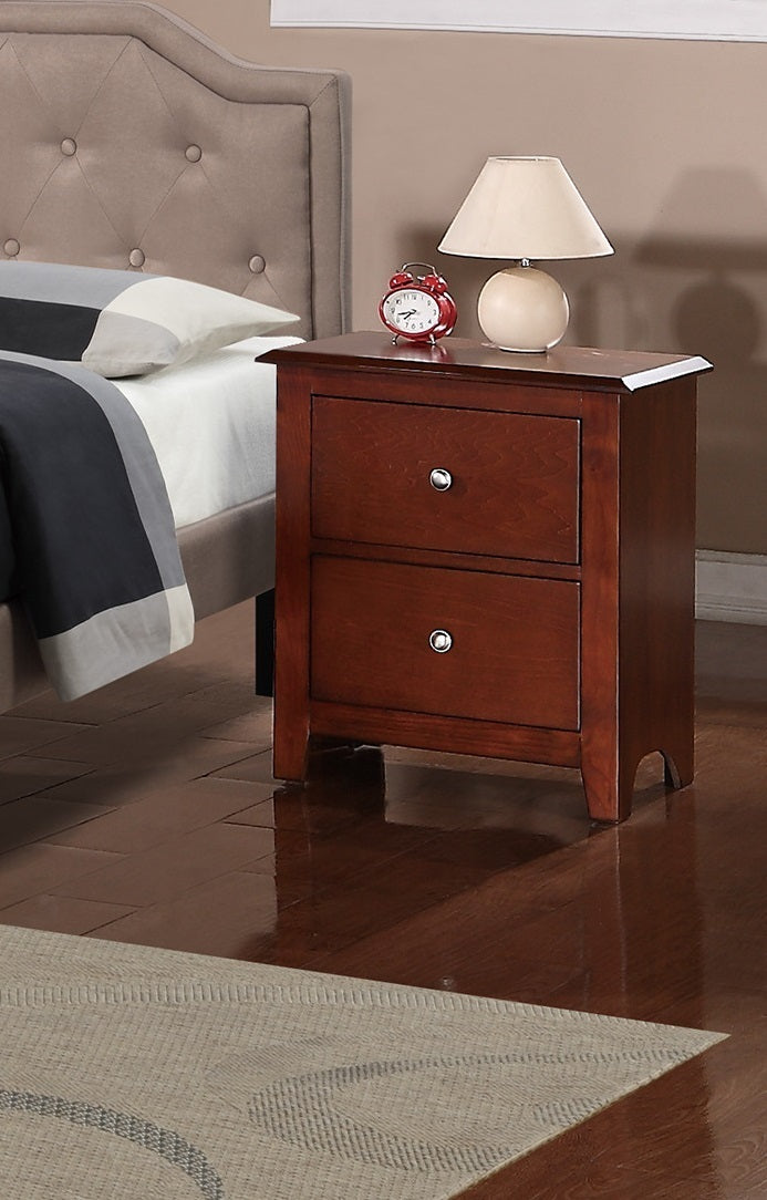 Bedroom Nightstand Cherry Color Wooden 2 Drawers Table Bed Side Table