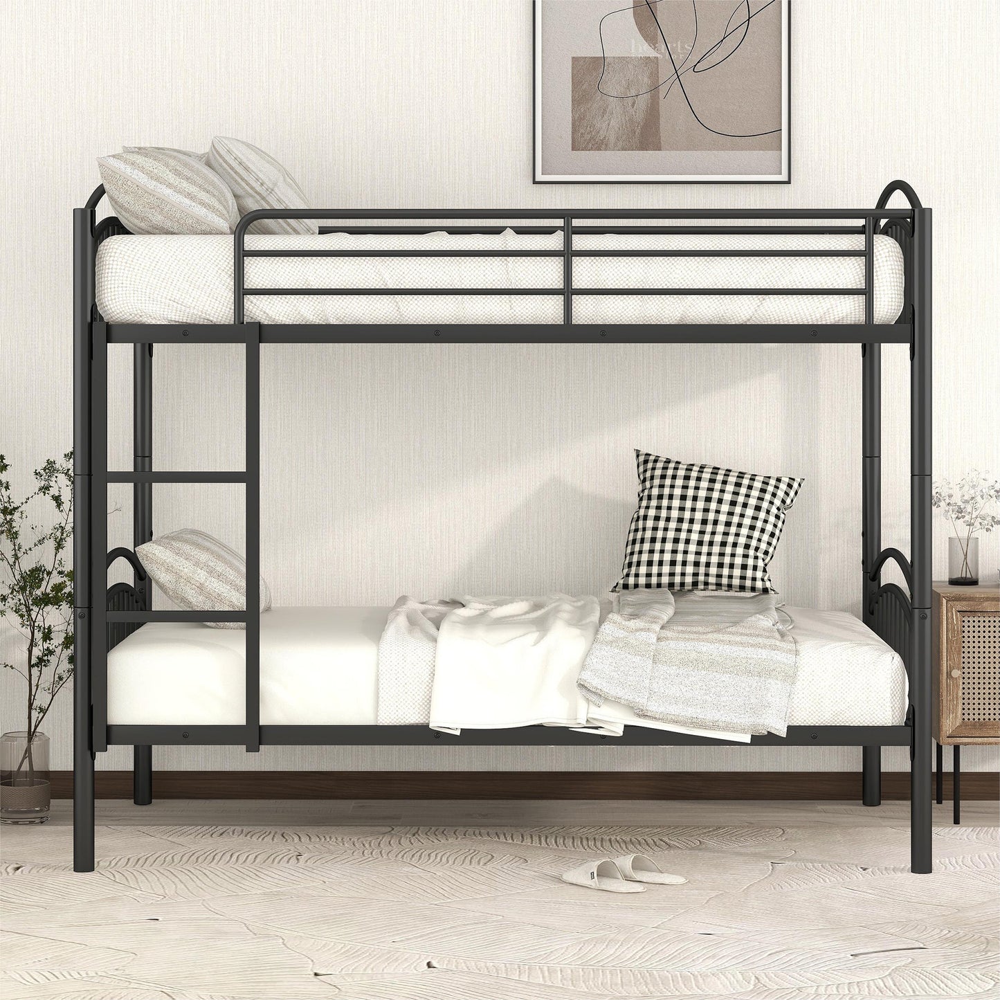 Manhattan Steel Twin Bunk Bed Set (Black)