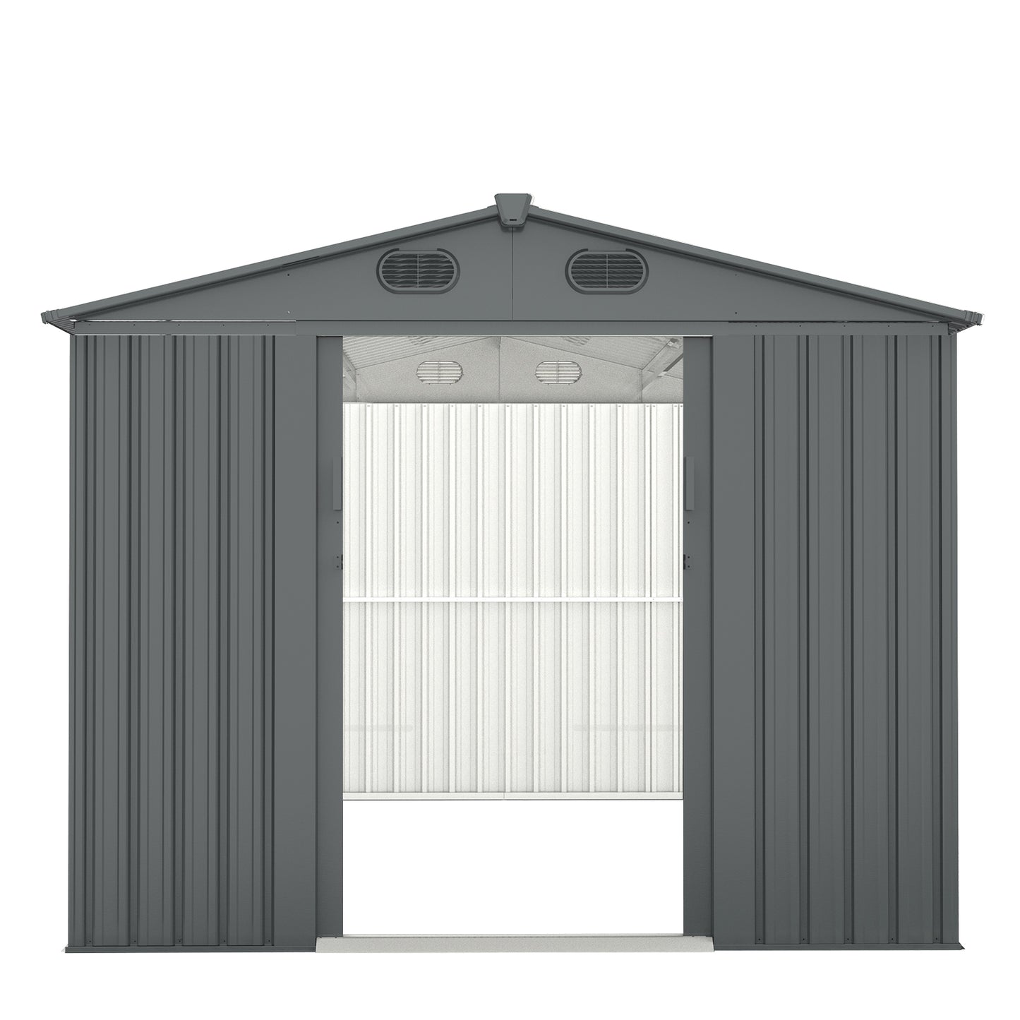 Outdoor Storage Shed, 8' X 12' Galvanized Steel Garden Shed with 4 Vents & Double Sliding Door, Utility Tool Shed Storage House for Backyard, Patio, Lawn