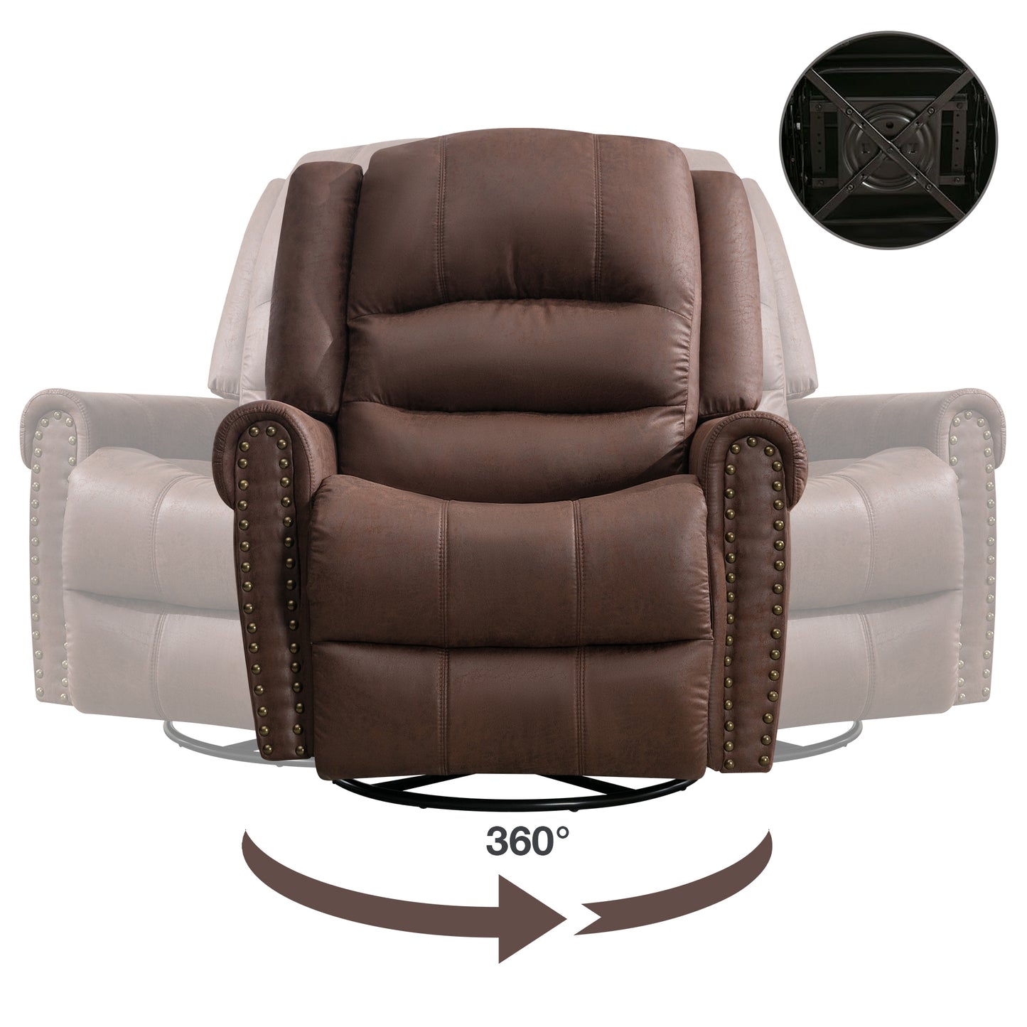 Brown Rocking Recliner Chair with Massage and USB Charge Port