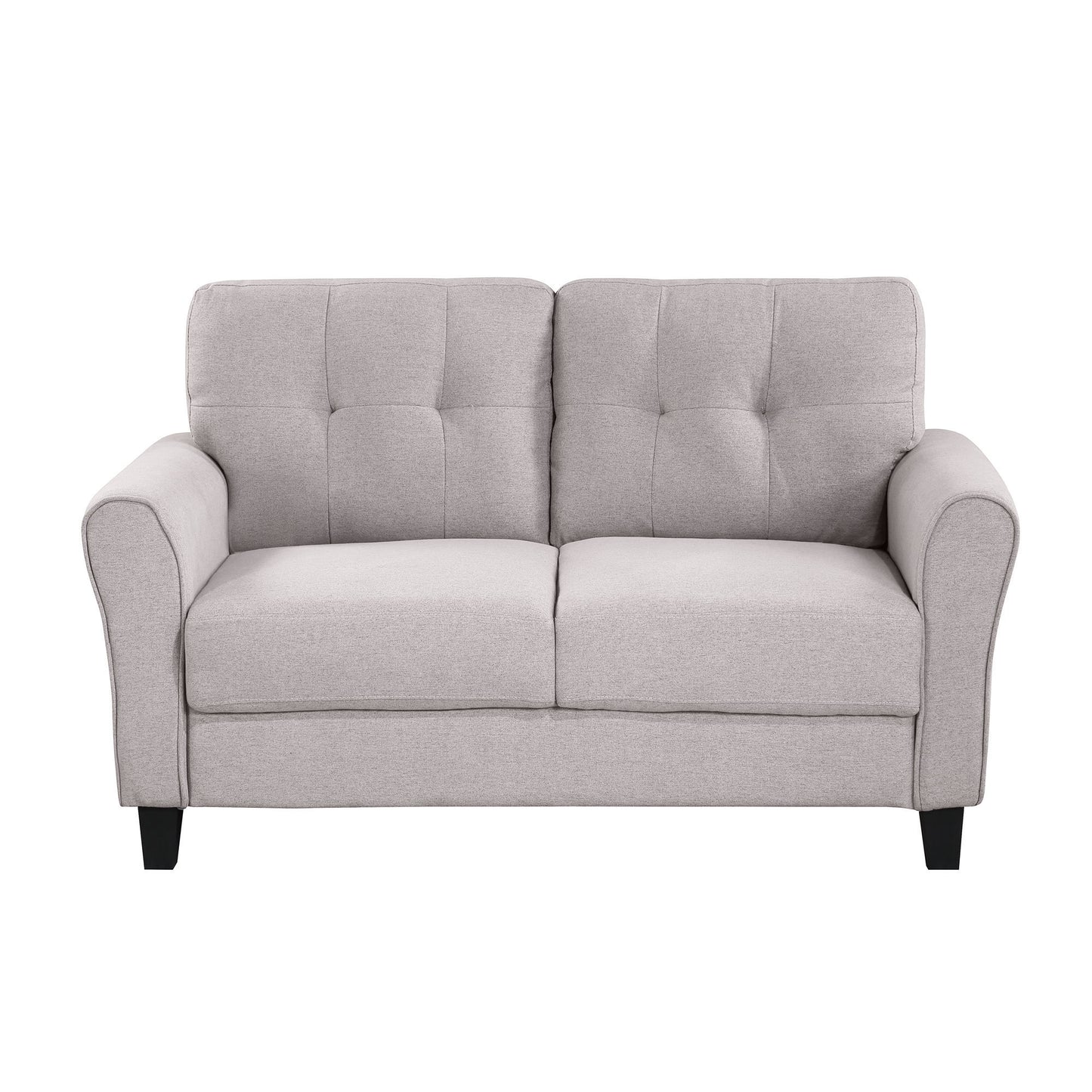 57.5-Inch Light Grey Modern Loveseat with Linen Upholstery