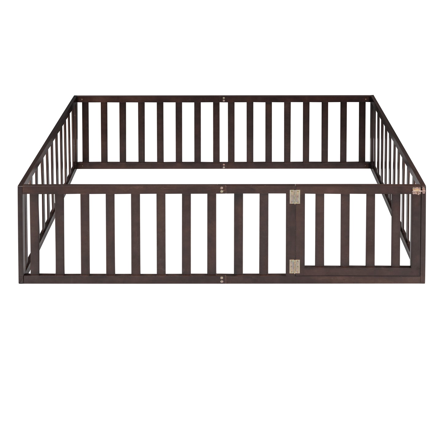 Full Size Wood Daybed Frame with Fence, Walnut