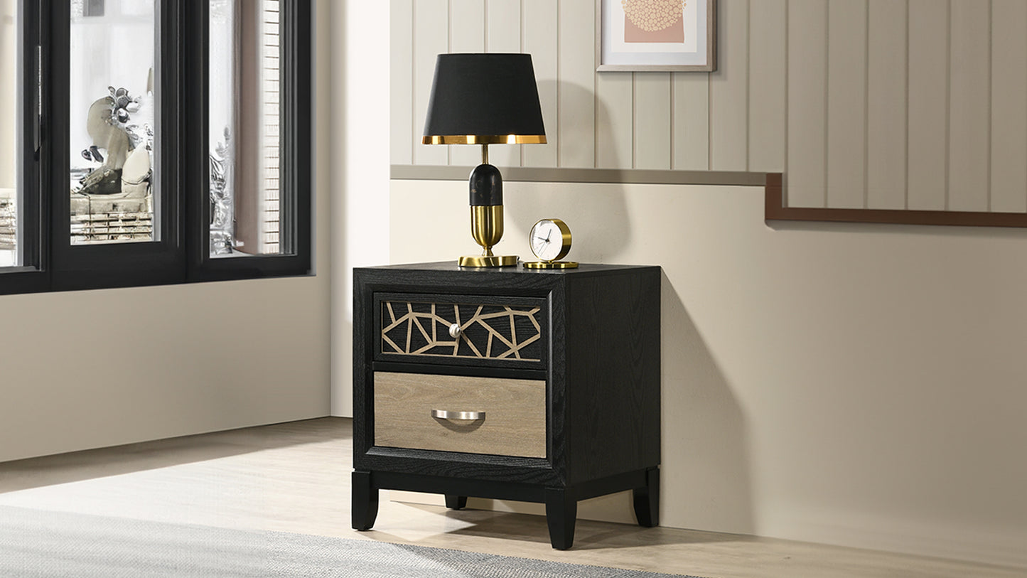 Selena Modern & Contemporary  Nightstand Made with Wood in Black and Natural