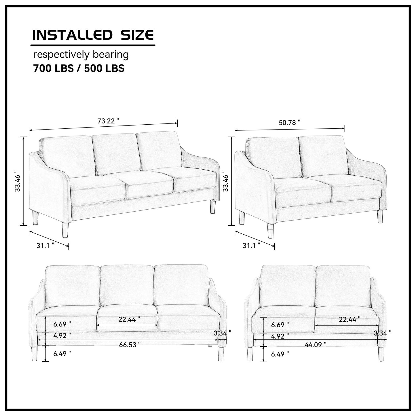 51.5 Modern Velvet Loveseat Sofa for Small Spaces, Grey