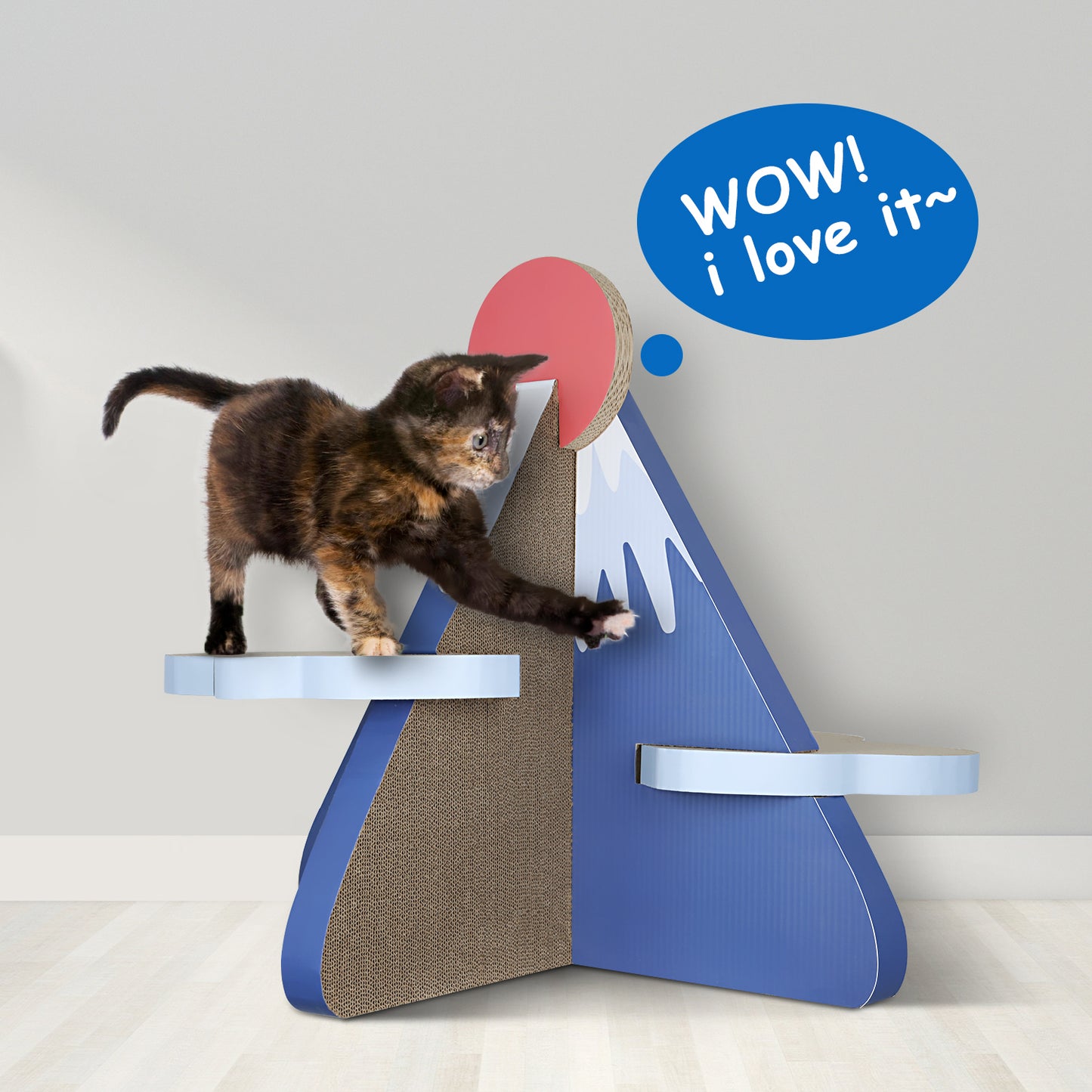 ScratchMe Cat Scratcher Post Board, Mount Fuji Shape Cat Scratching Lounge Bed, Durable Pad Prevents Furniture Damage