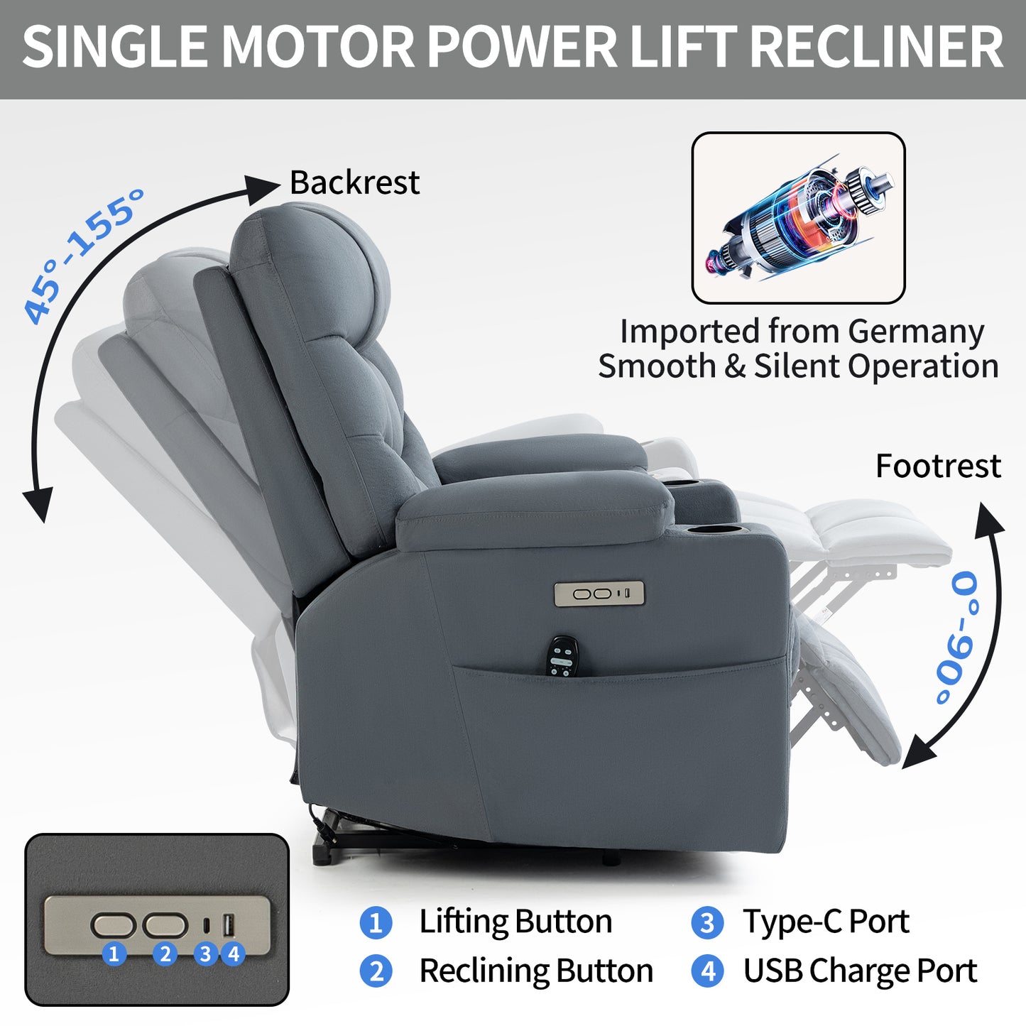 Ultimate Comfort Lift Recliner Chair with Vibration Massage, Heating, Cup Holders, and USB Ports