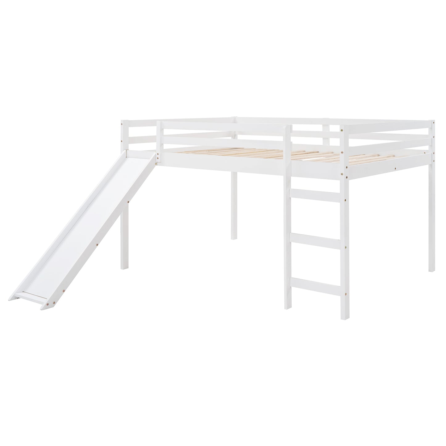 Loft Bed with Slide, Multifunctional Design, Full (White)( :WF281157AAK)