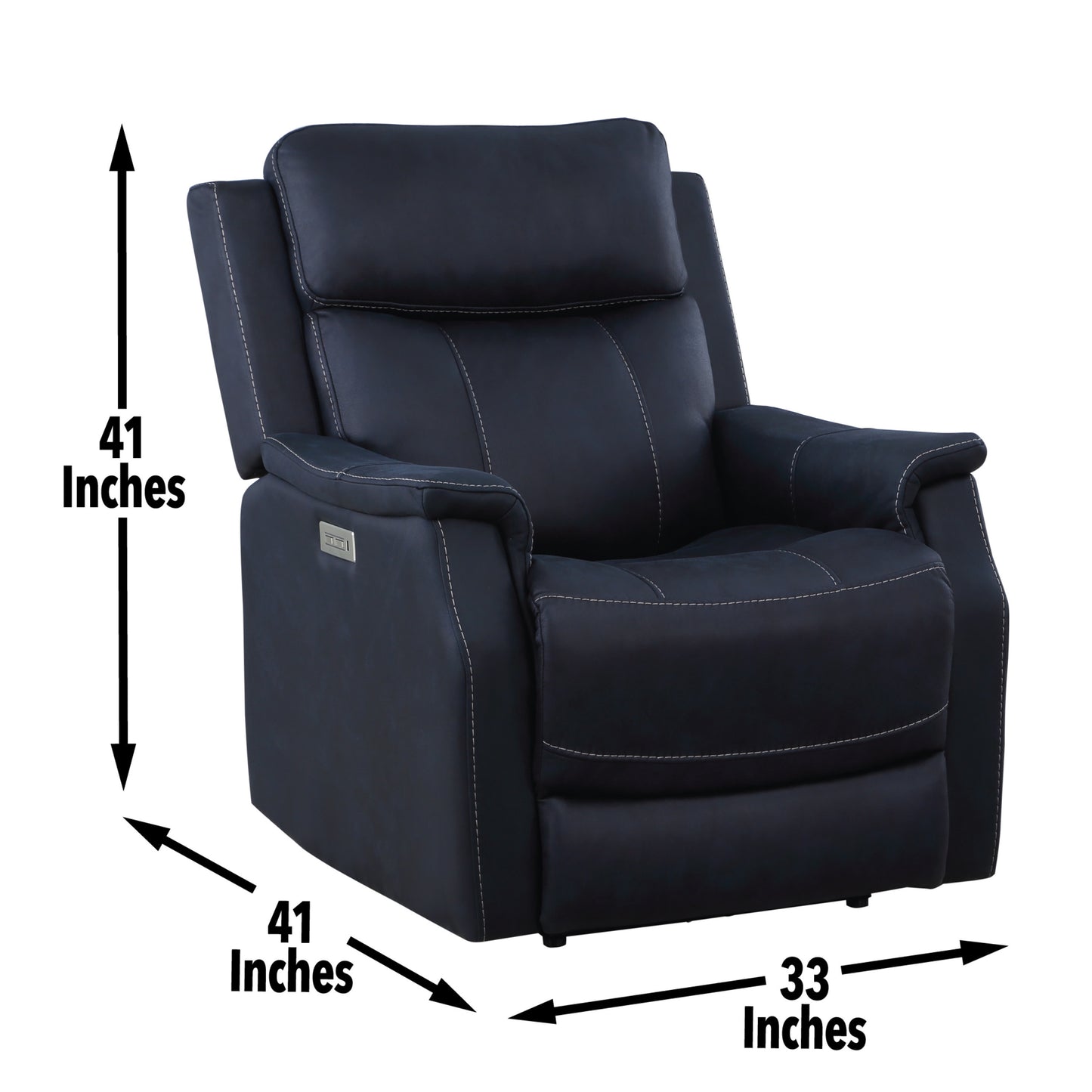 Ocean Blue Dual-Power Recliner with Easy-Care Leatherette - Modern Comfort Recliner