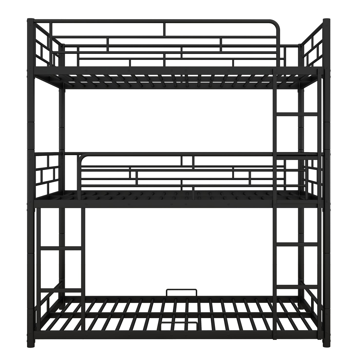 Durable Steel Full Size Triple Bunk Bed in Elegant Black