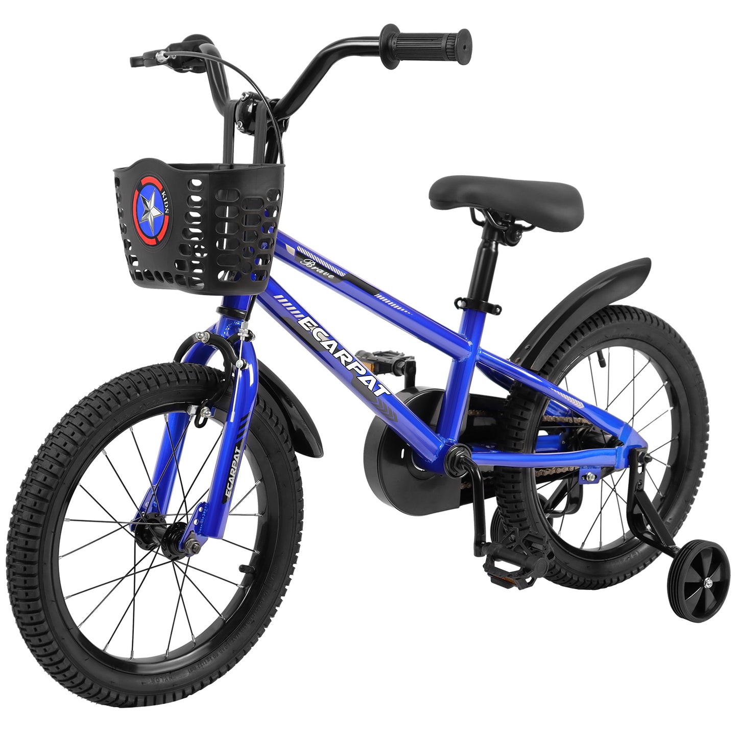 Kids Bike 14 inch for Boys & Girls with Training Wheels,  Freestyle Kids' Bicycle with Bell,Basket and fender.