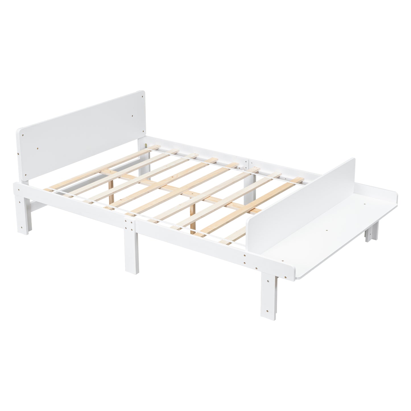 Full Bed with Footboard Bench,White