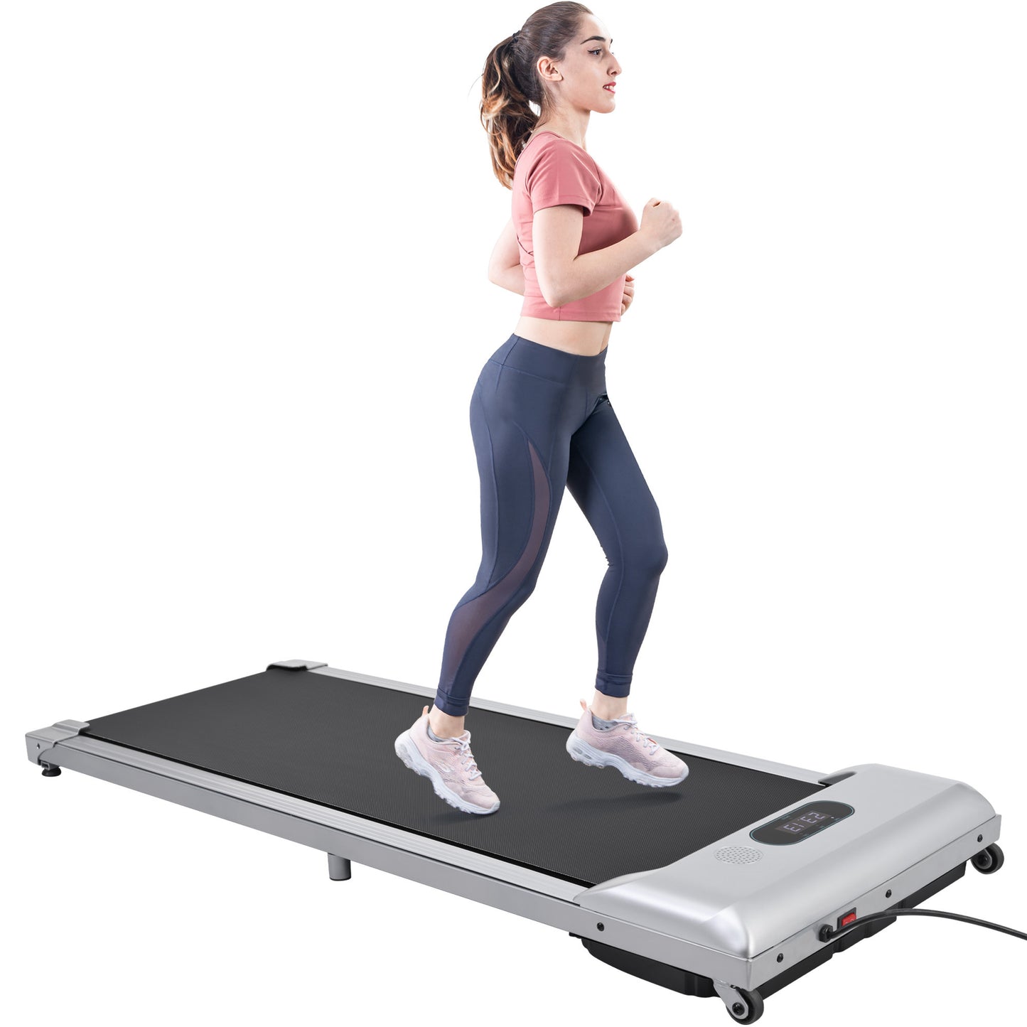 2 in 1 Under Desk Electric Treadmill 2.5HP, with Bluetooth APP and speaker, Remote Control, Display, Walking Jogging Running Machine Fitness Equipment for Home Gym Office