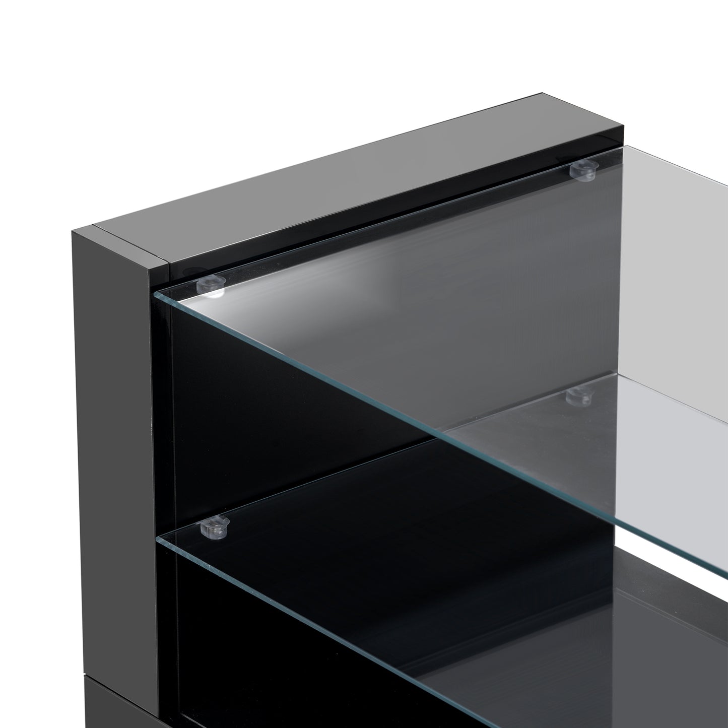 Sleek Black TV Stand with Multi-Colored RGB LED Lighting and Spacious Storage