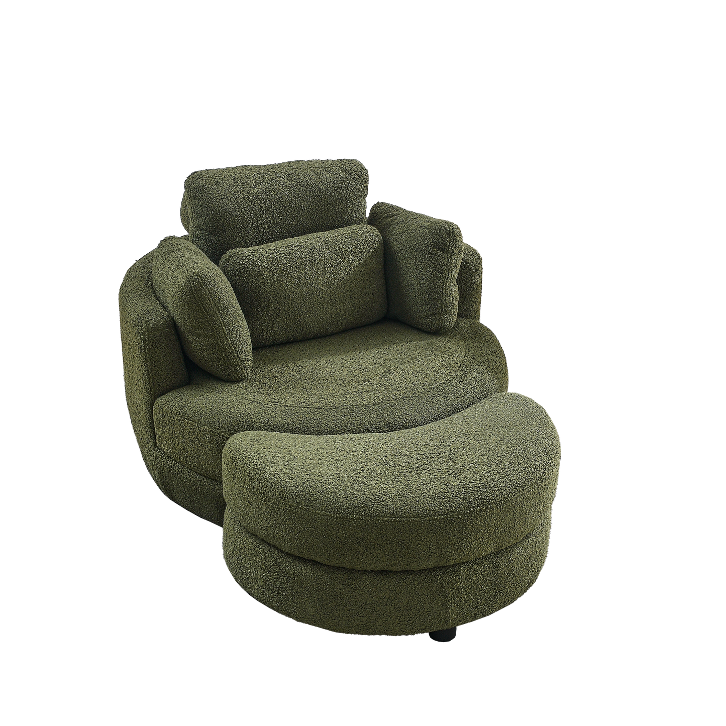 Oversized Swivel Chair with Ottoman and Pillows