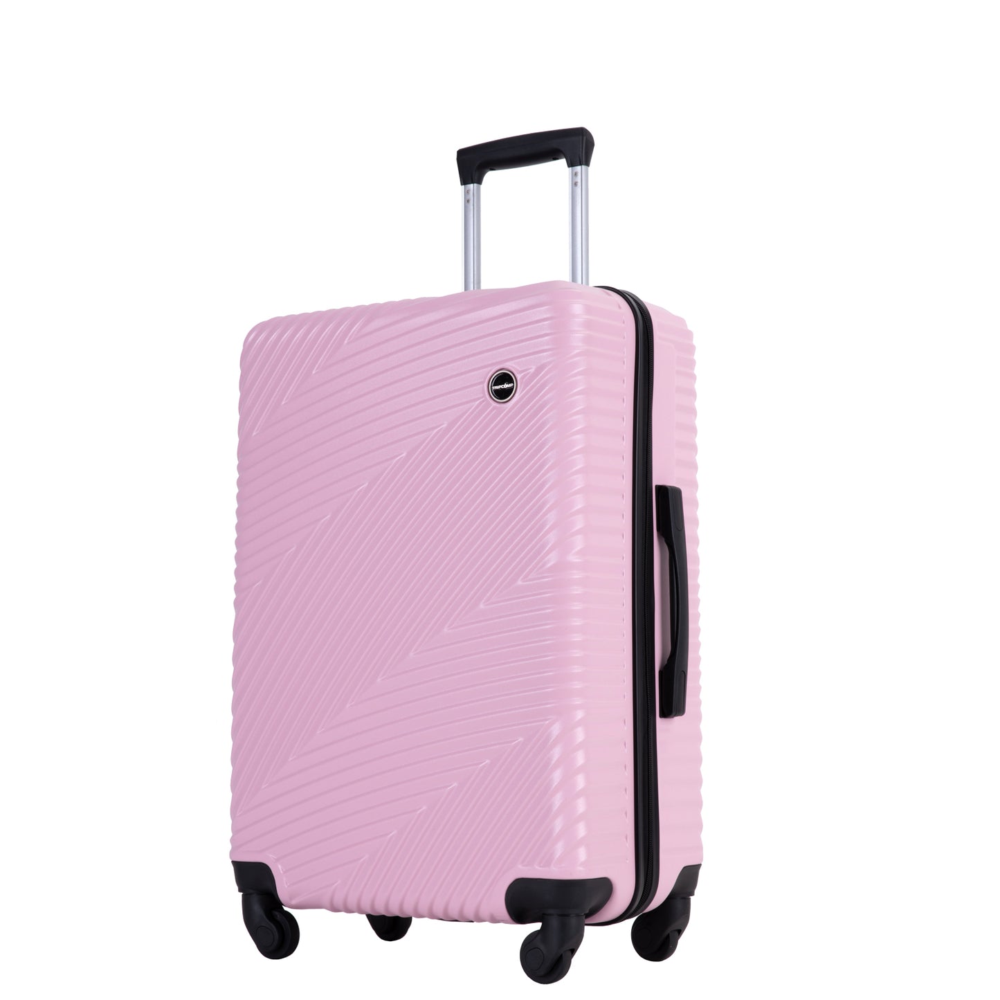 3 Piece Luggage Sets PC+ABS Lightweight Suitcase with Two Hooks, Spinner Wheels, (20/24/28) Pink