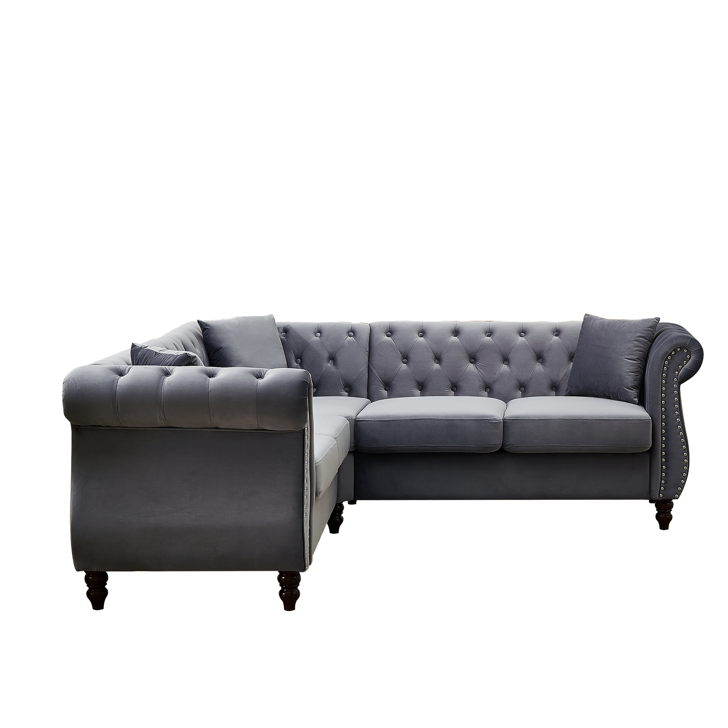 83.5-Inch Oversized L-Shaped Sectional Couch with 3 Pillows