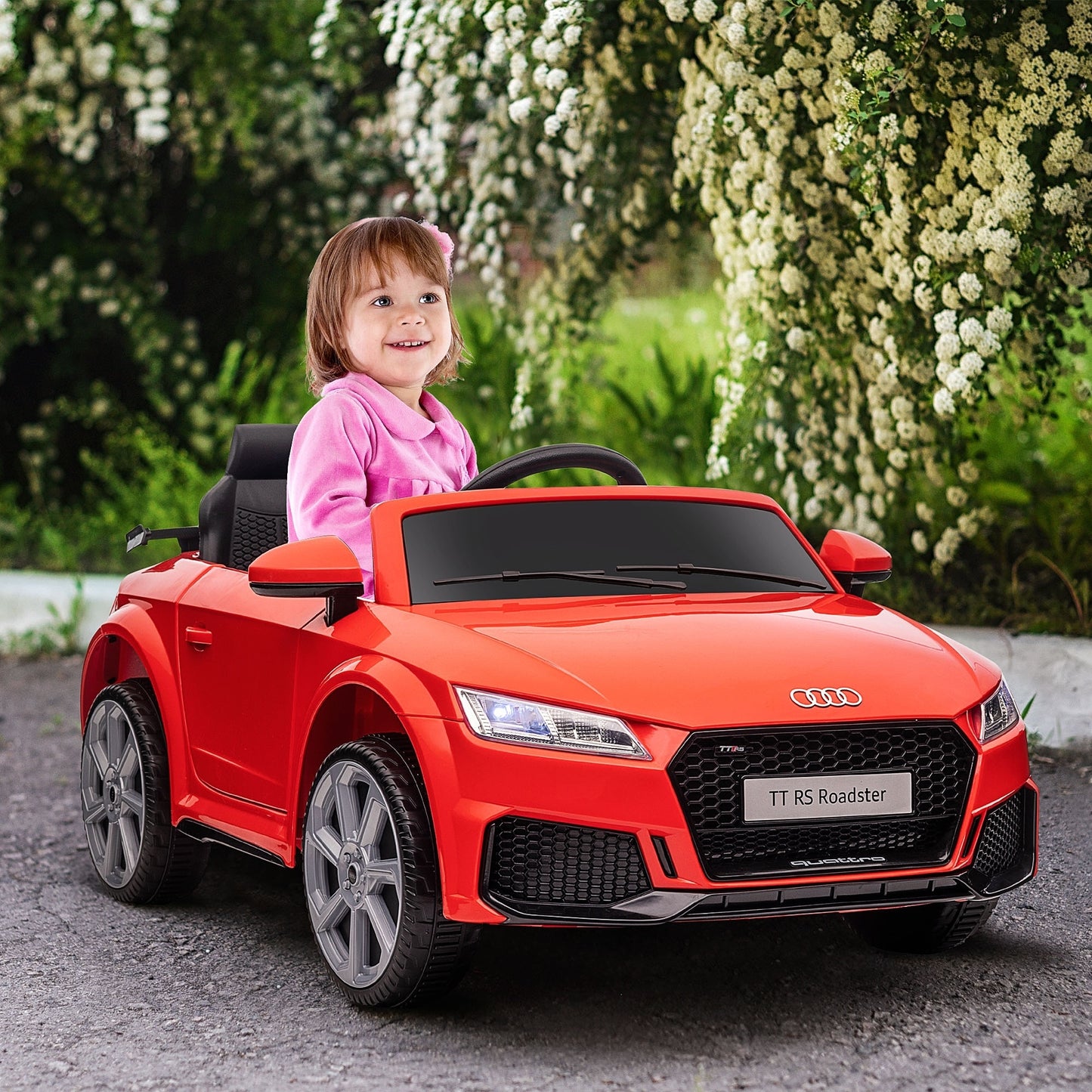 Aosom 6V Kids Electric Ride On Car, Licensed Audi TT RS with Suspension System and Remote Control, Horn, 5 Songs, Lights, MP3 Player, Red