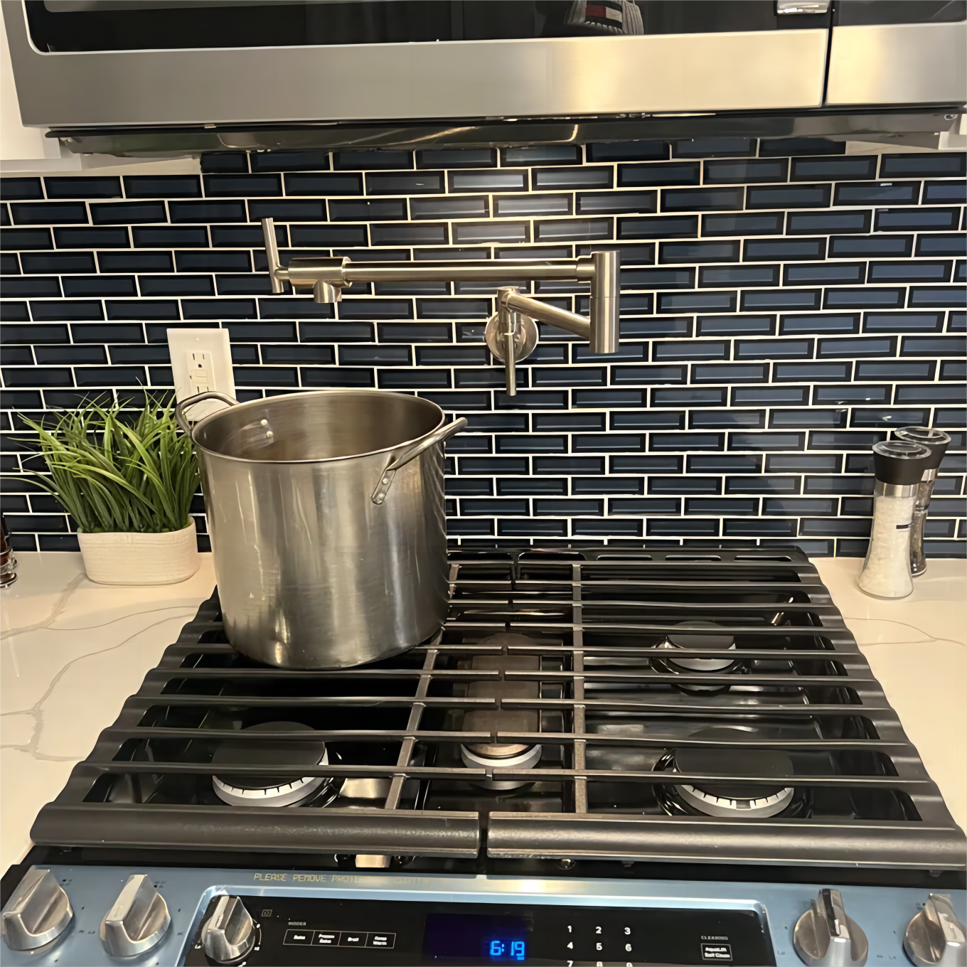 Pot Filler Faucet Wall Mount, Brushed Nickel Finish and Dual Swing Joints Design