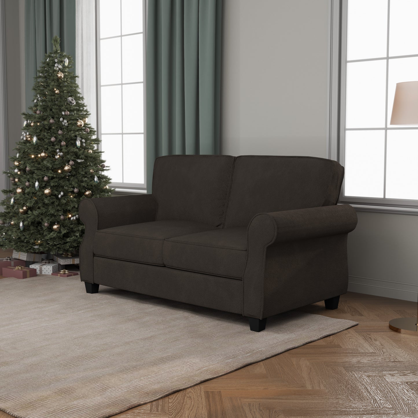 ZINUS Josh Loveseat Sofa, Easy, Tool-Free Assembly, brown