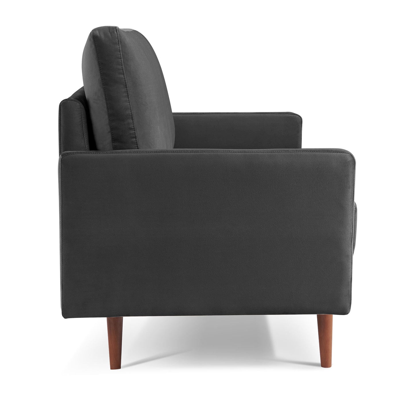 Black Modern Upholstered Velvet Loveseat Sofa with Solid Wooden Frame