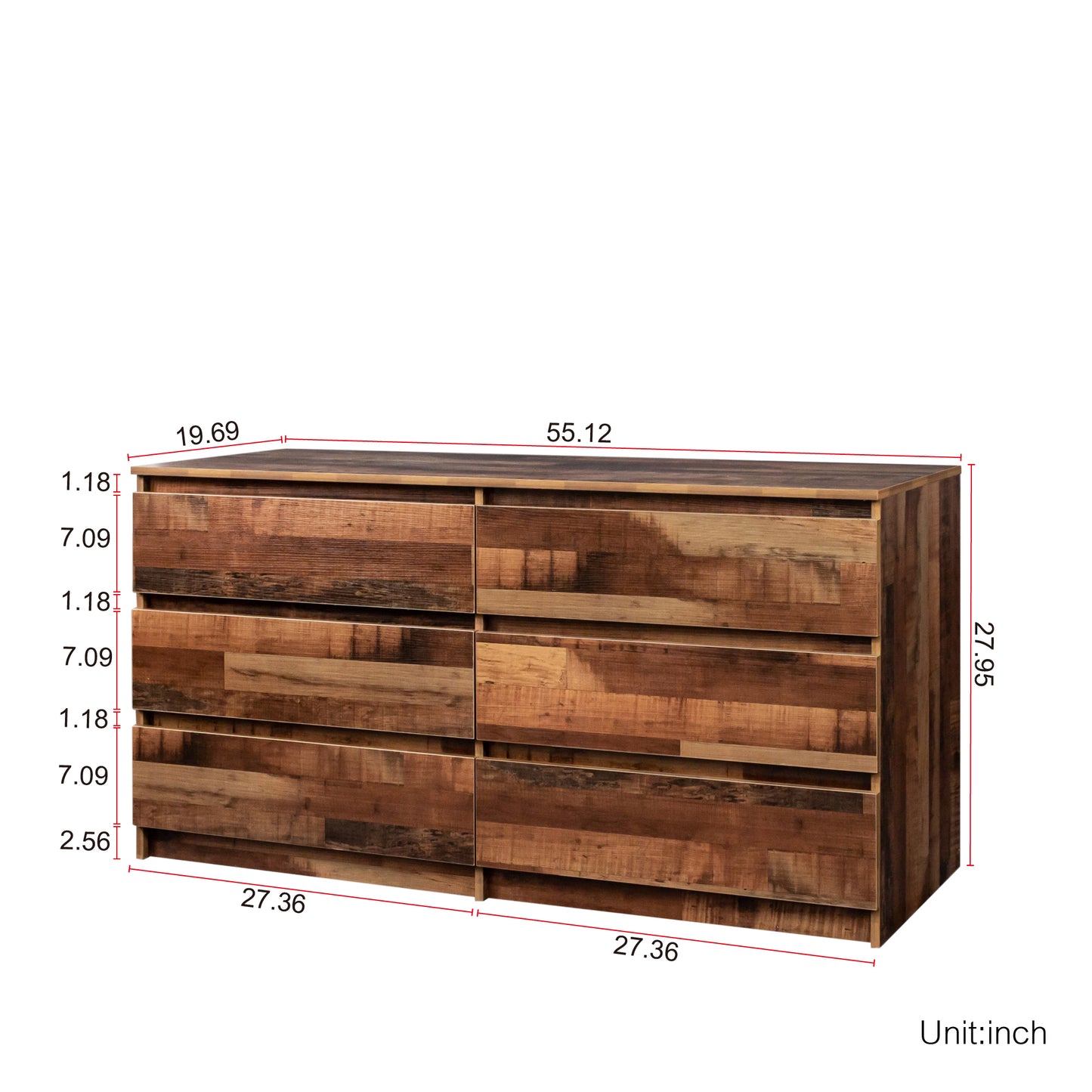 Modern Walnut 6 Drawer Nightstands