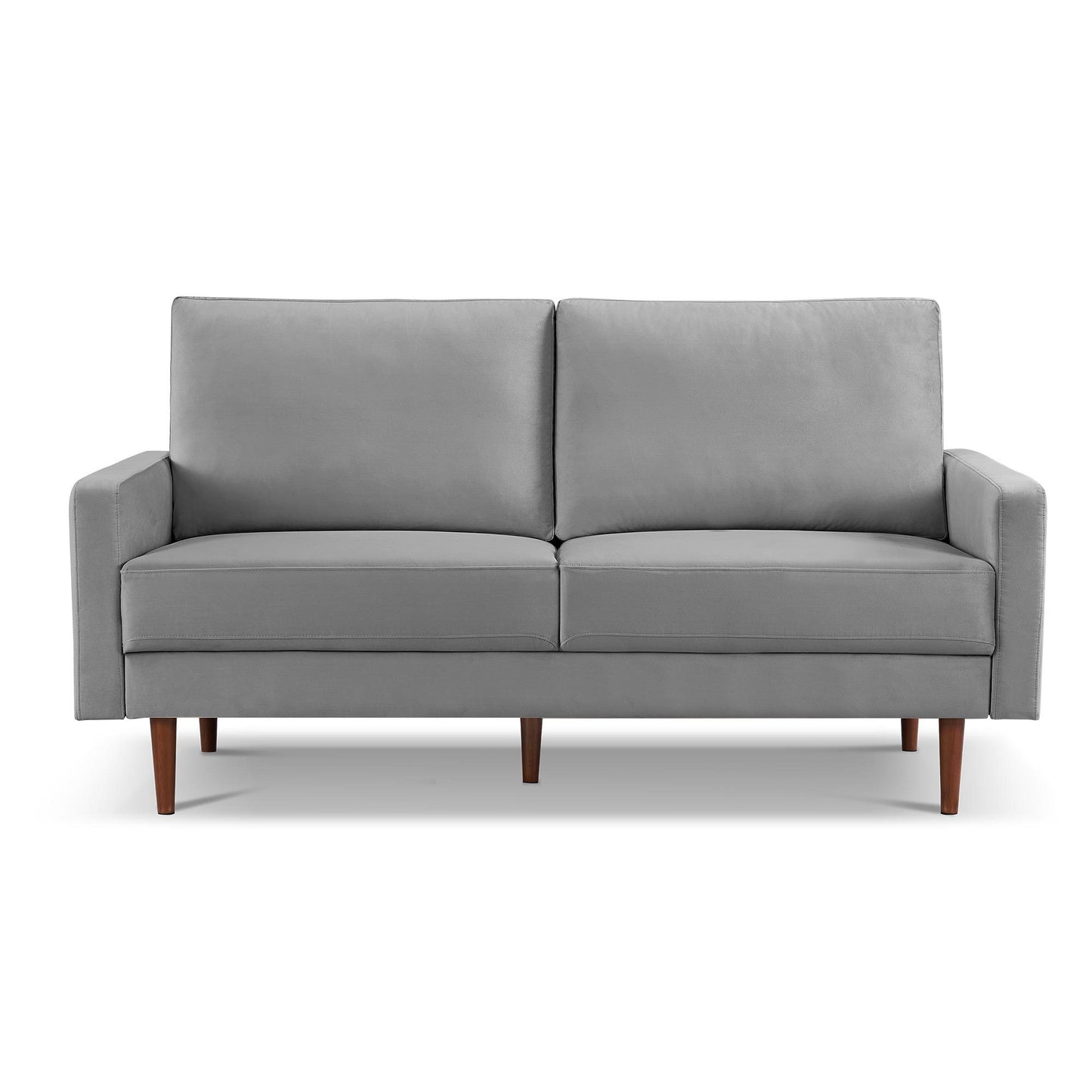 69”  Modern Velvet Fabric Loveseat Couch - Grey, Solid Wooden Frame with High-Density Foam