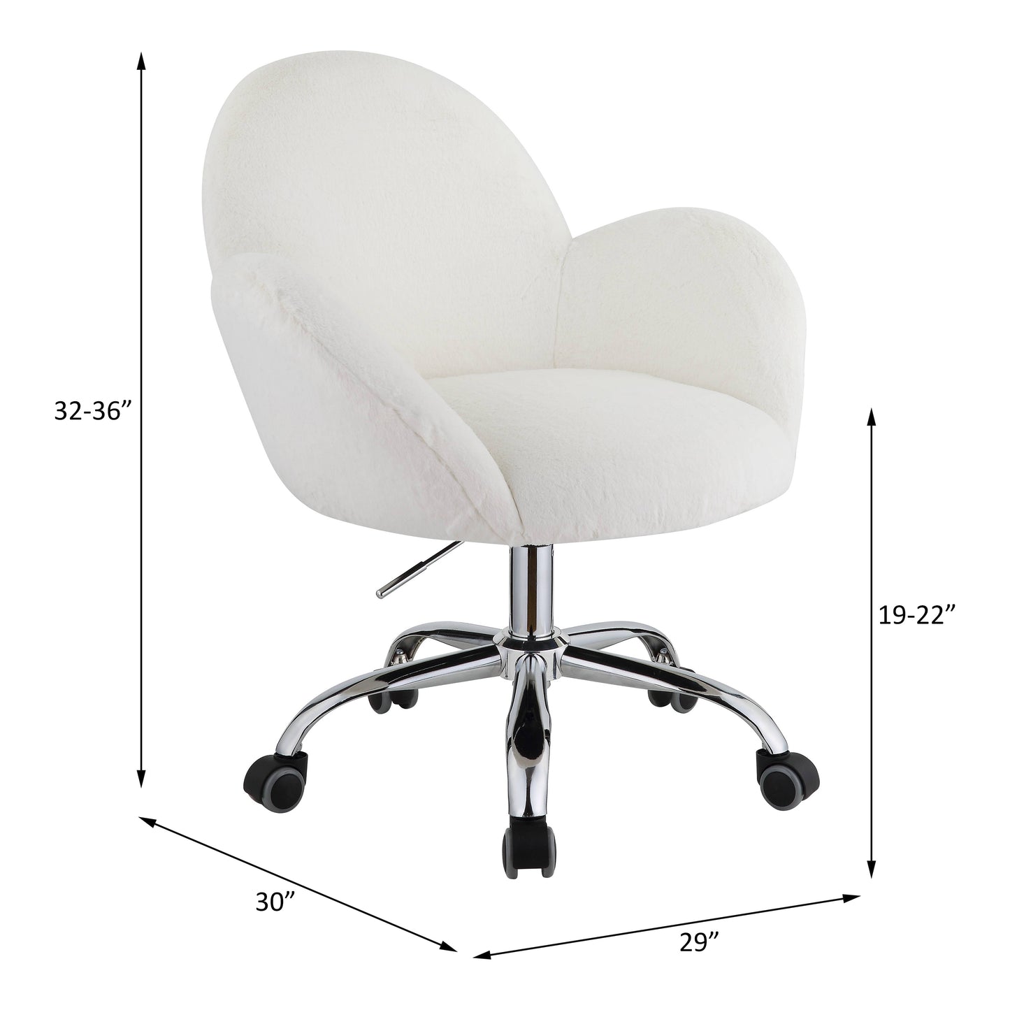 Jago Office Chair in White Lapin & Chrome Finish OF00119