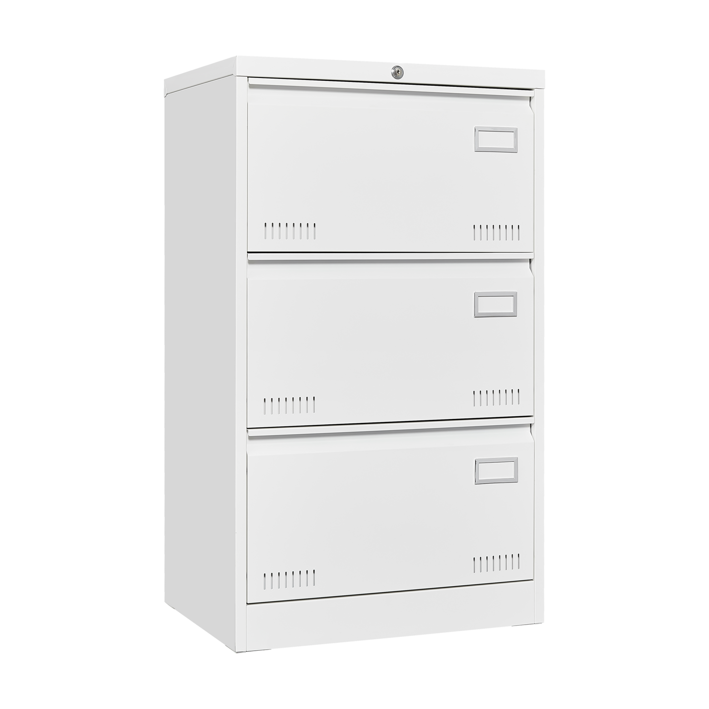 Lockable White Metal 3-Drawer Lateral File Cabinet for Office