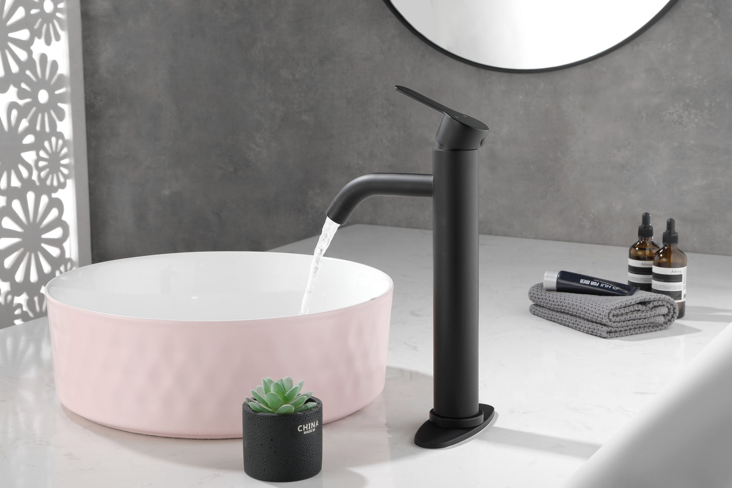 Modern Matte Black Waterfall Spout Bathroom Faucet