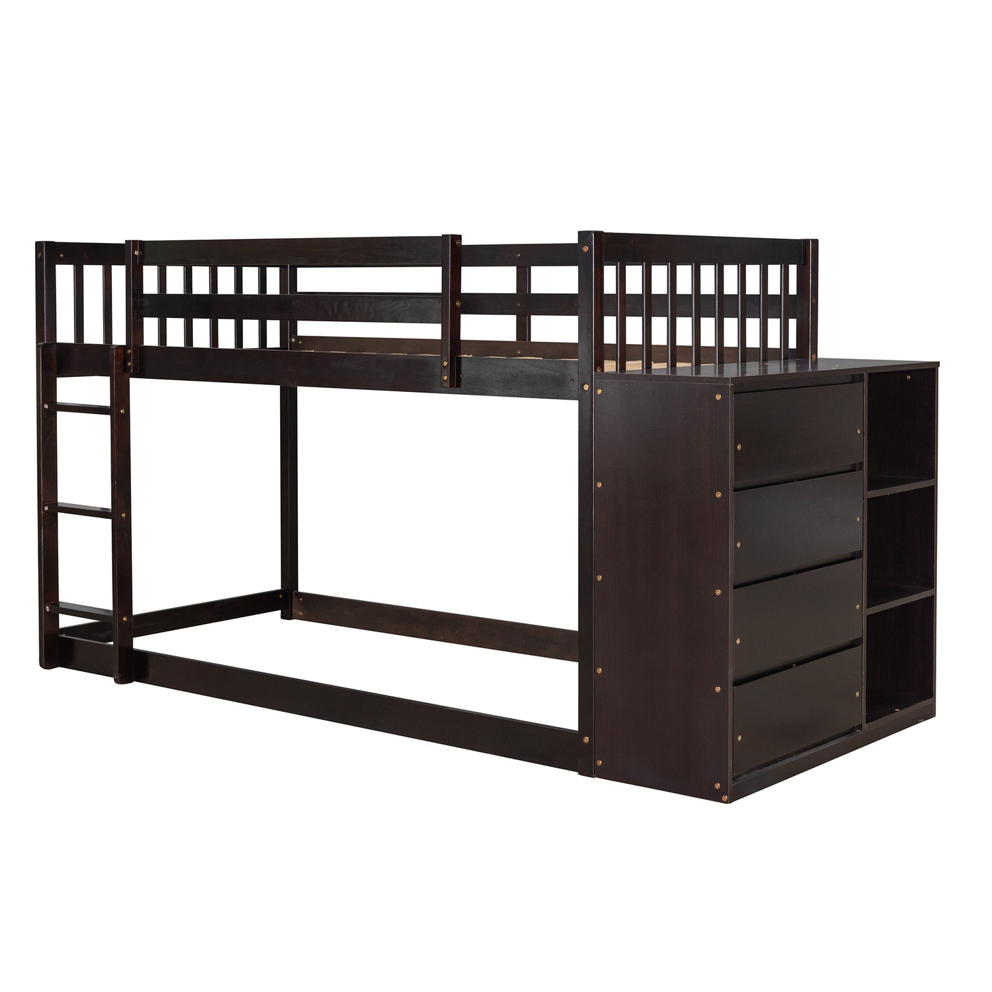 Twin Over Twin Bunk Bed with Espresso Finish and Storage Options