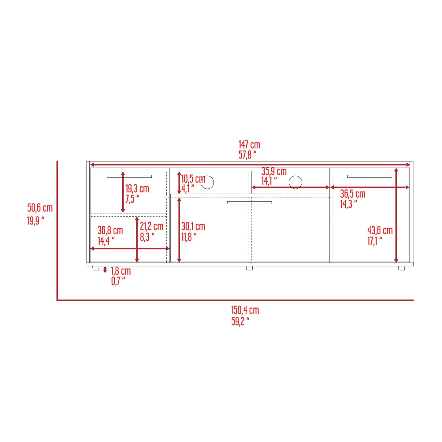 Brock Rectangular TV Stand in Dark Walnut with Two Doors