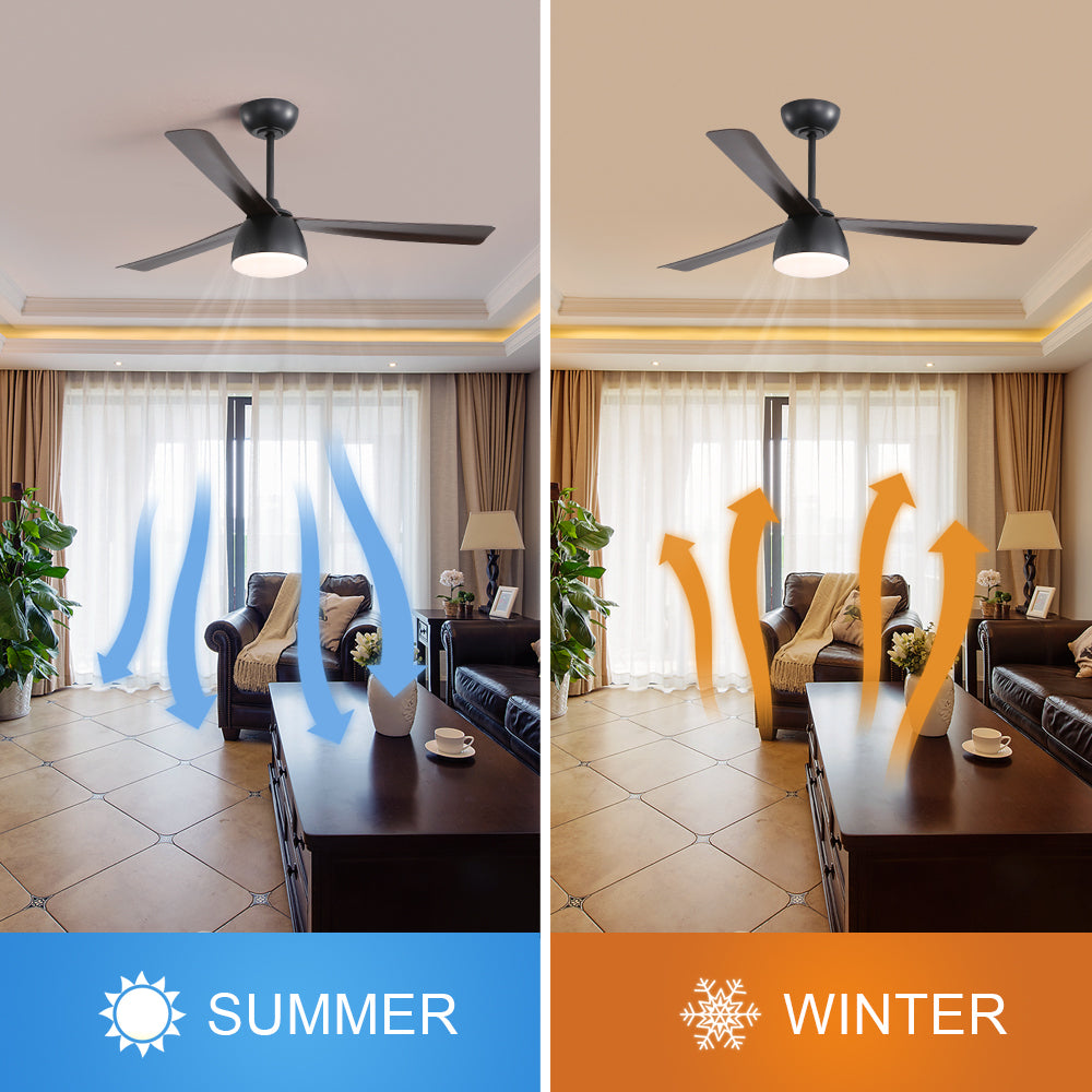 Contemporary 52 Inch LED Ceiling Fan with 6 Speed Remote Control for Versatile Living Spaces