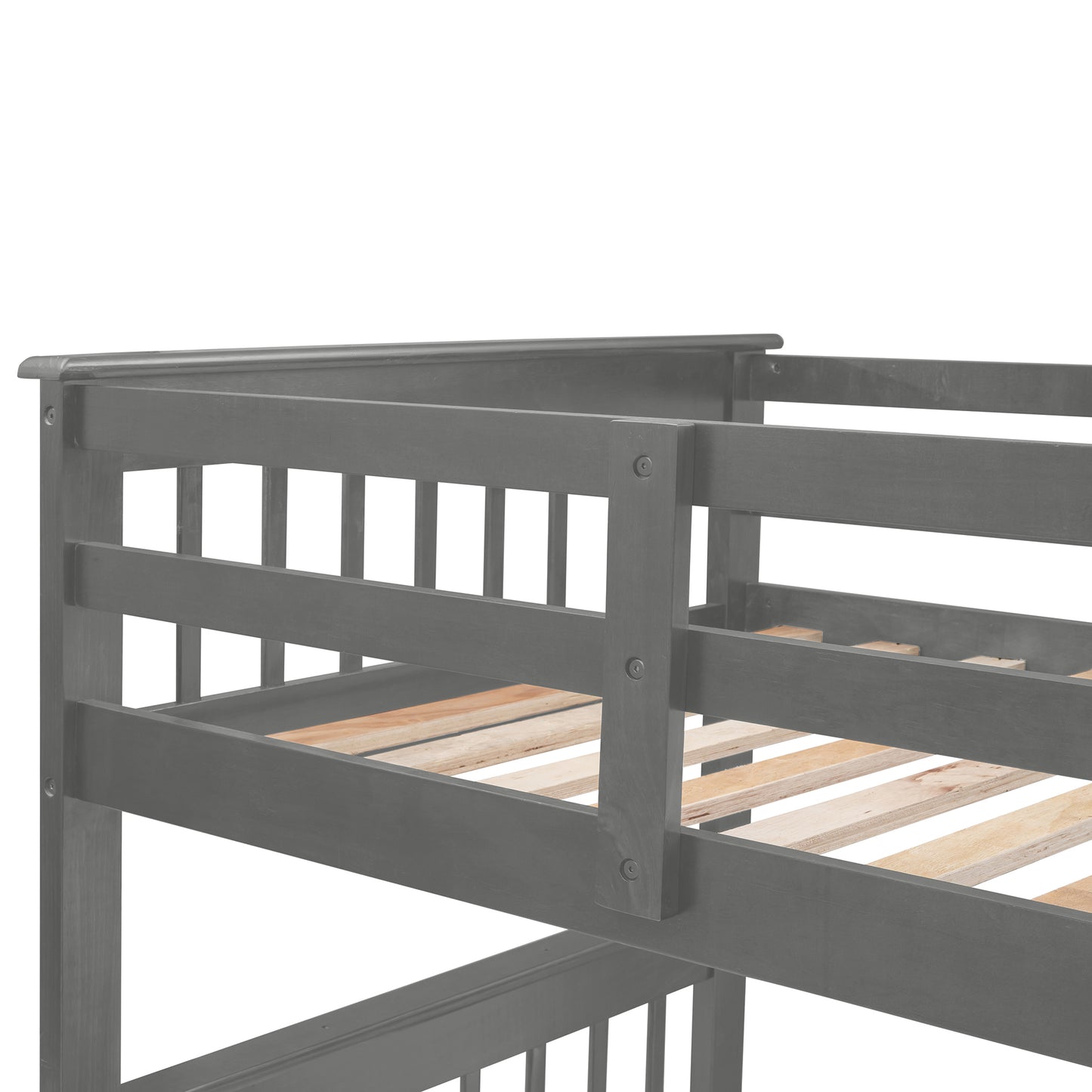 Stylish Gray Stairway Bunk Bed Set with Drawer and Storage for Bedroom