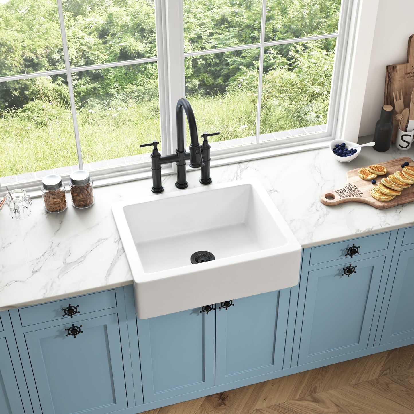 Deep White Fireclay Farmhouse Kitchen Sink