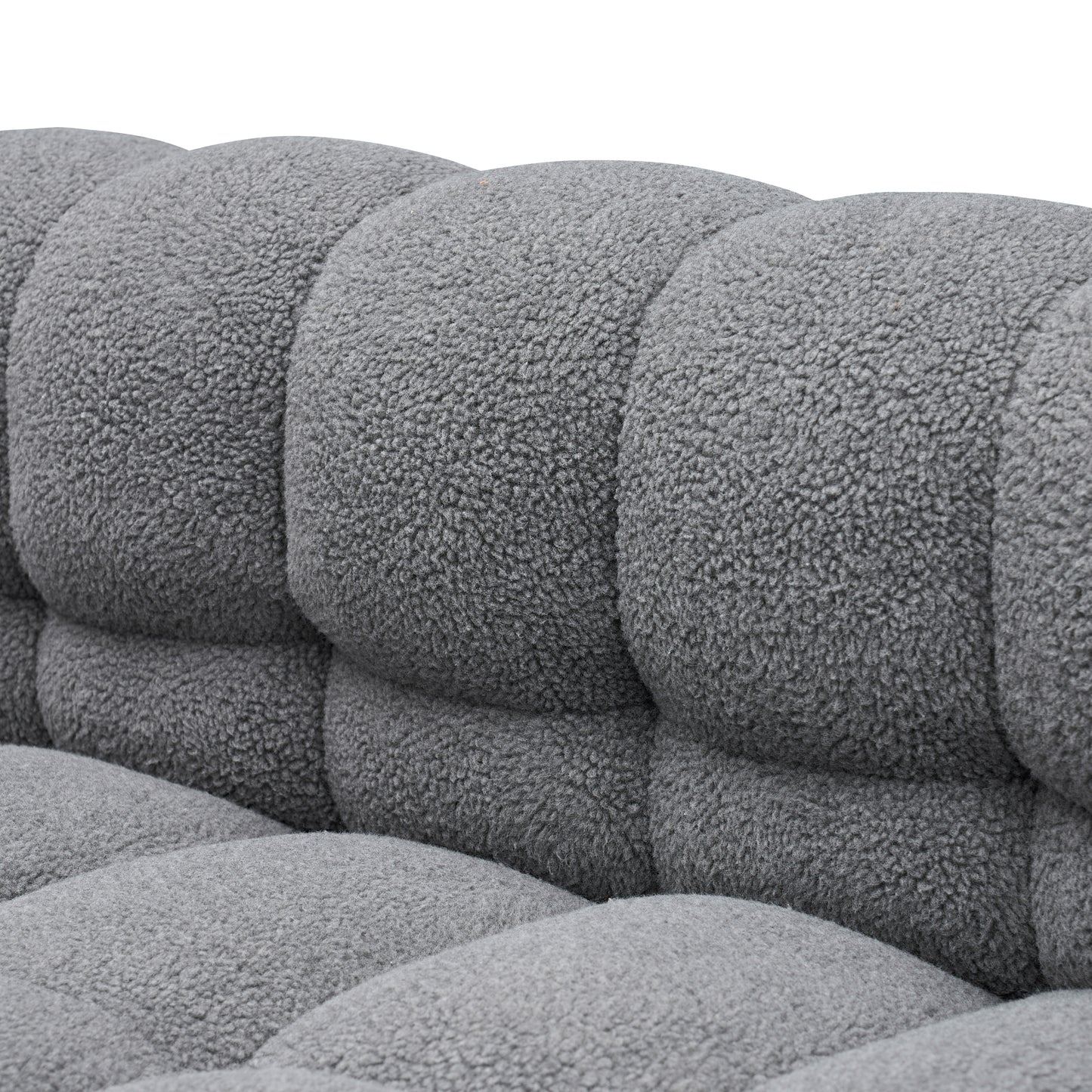 Comfortable Gray Fleece Fabric Sofa with Two Pillows - Ideal for Living Room, Bedroom, or Apartment