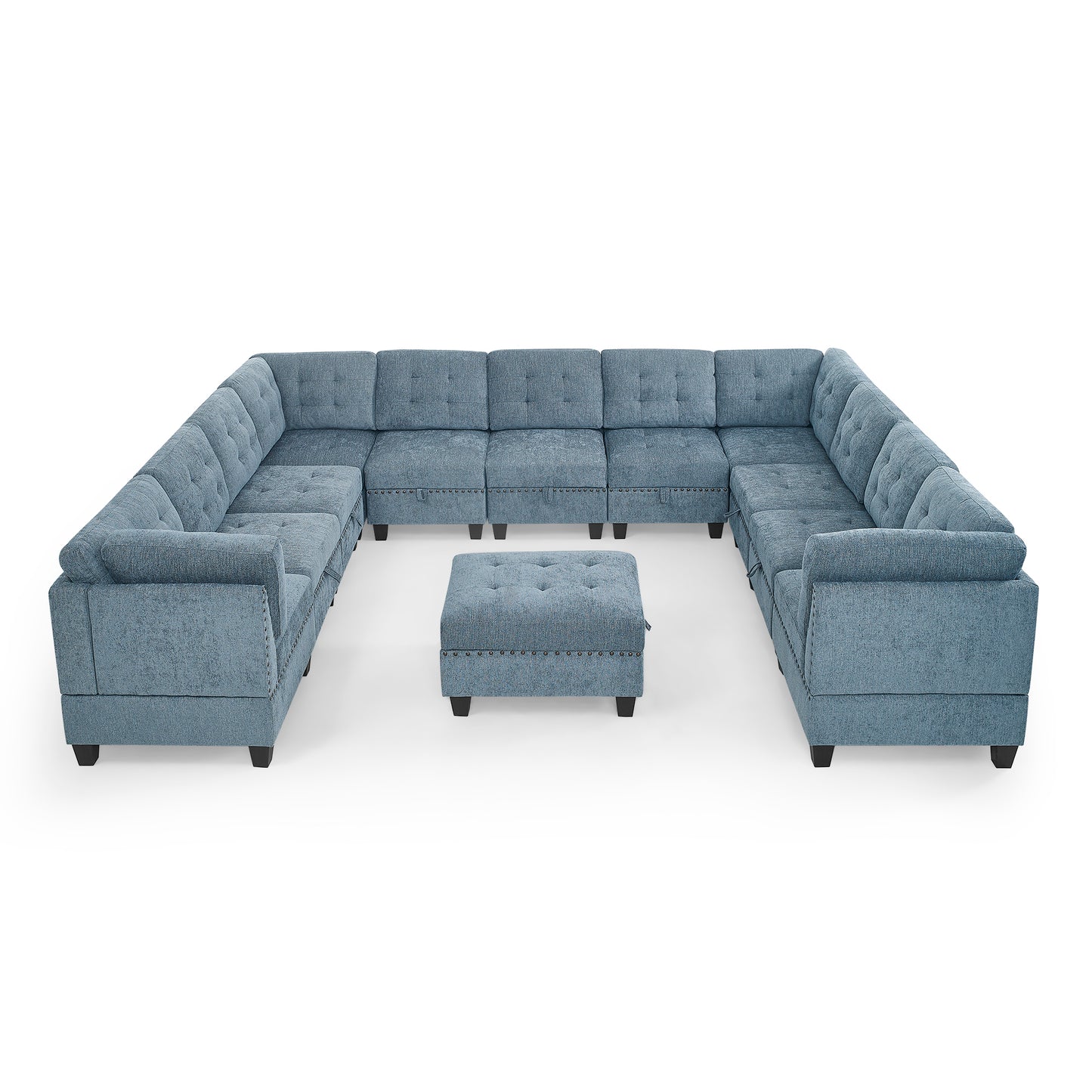 Navy Blue DIY Modular Sectional Sofa with Storage