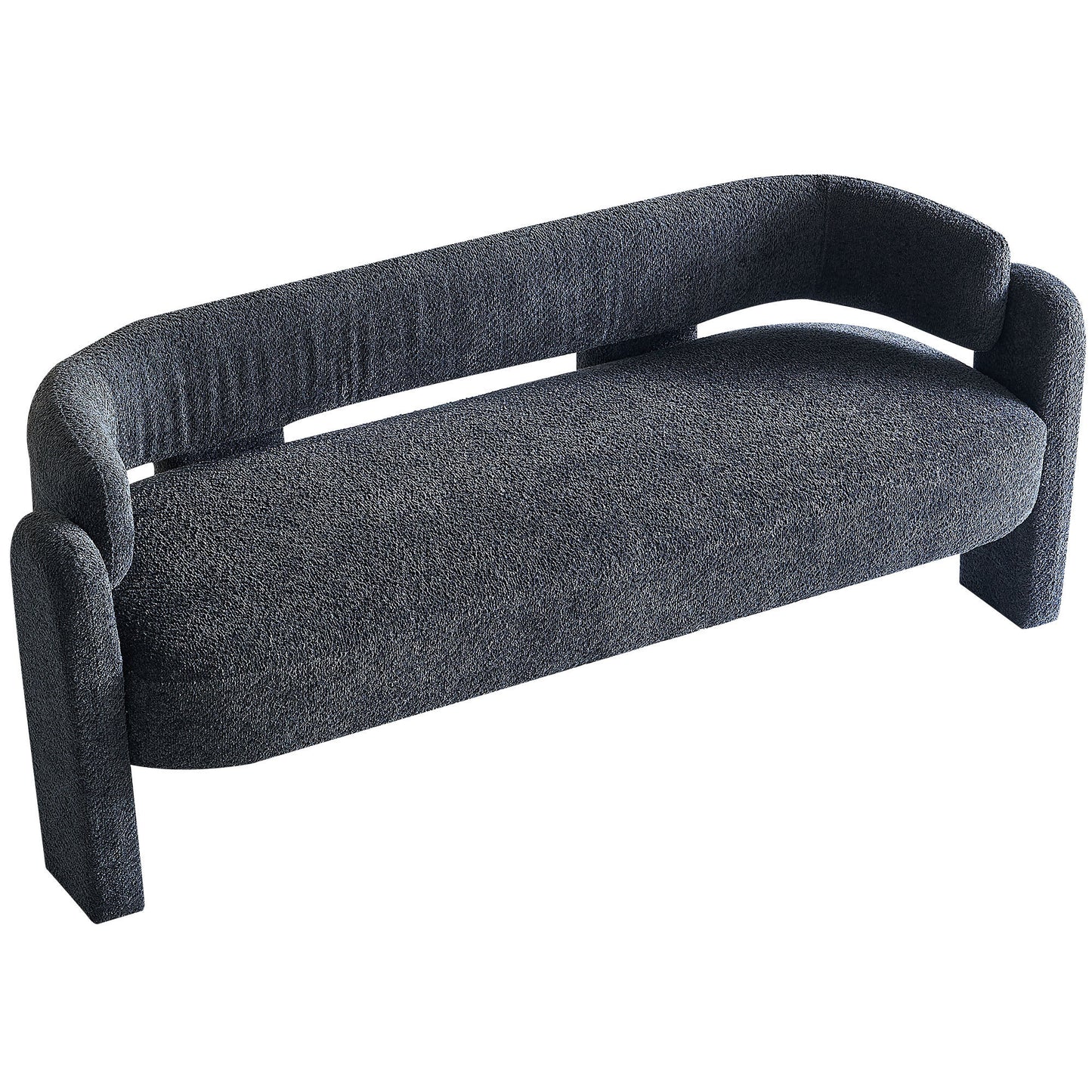 75.59 Wide Dark Grey Upholstered Modern Sofa with Boucle Fabric