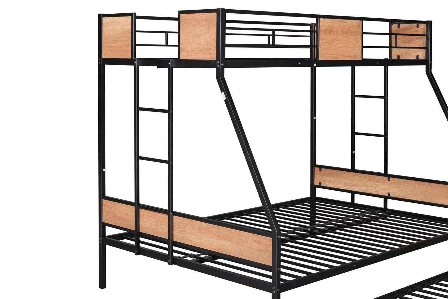 Metal Triple Sleeper Bunk Bed with Trundle and Soundproof Design and Safety Features